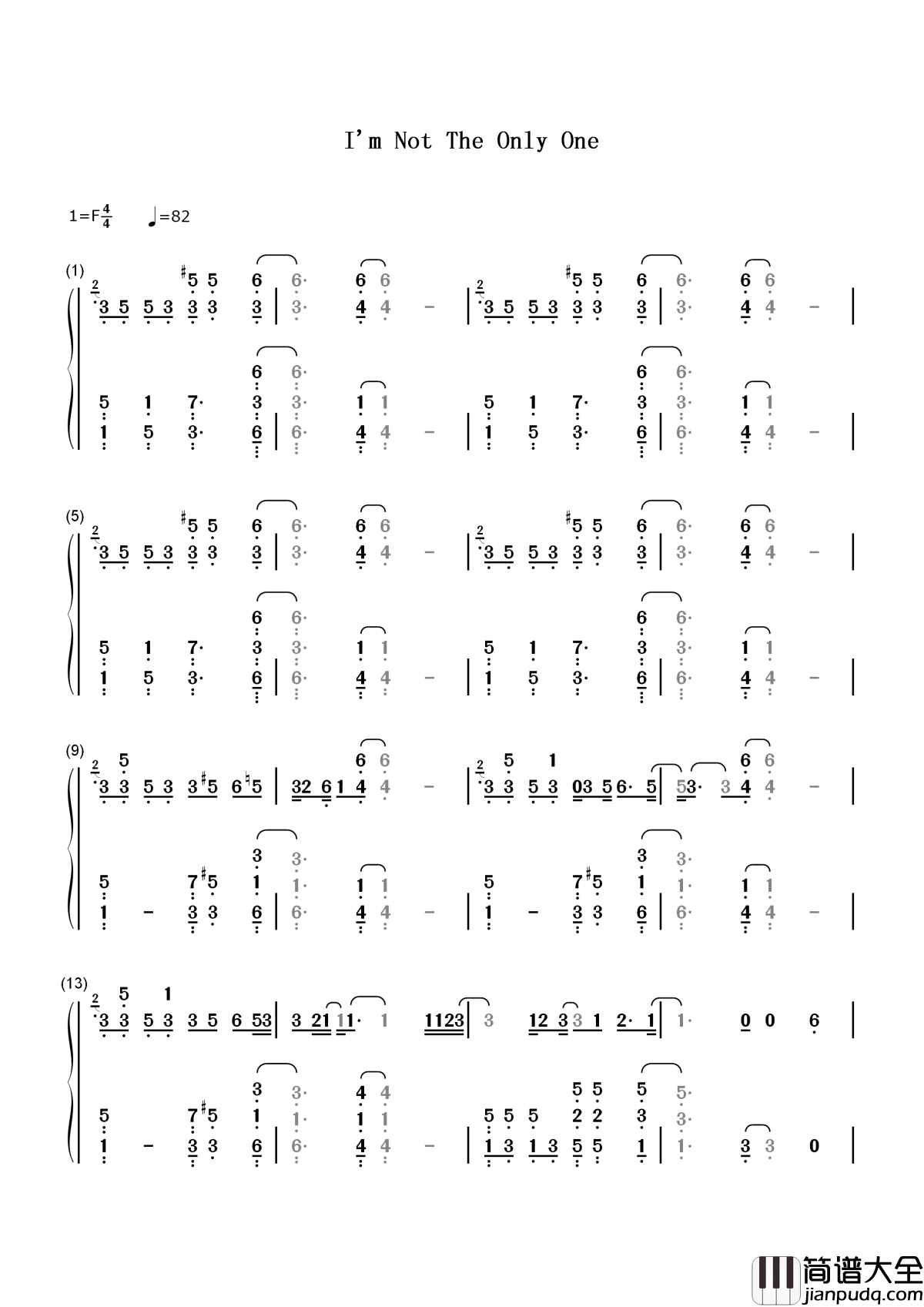 I'm_Not_the_Only_One简谱__Sam_Smith__歌坛新星骚姆，我知道我不是你的唯一