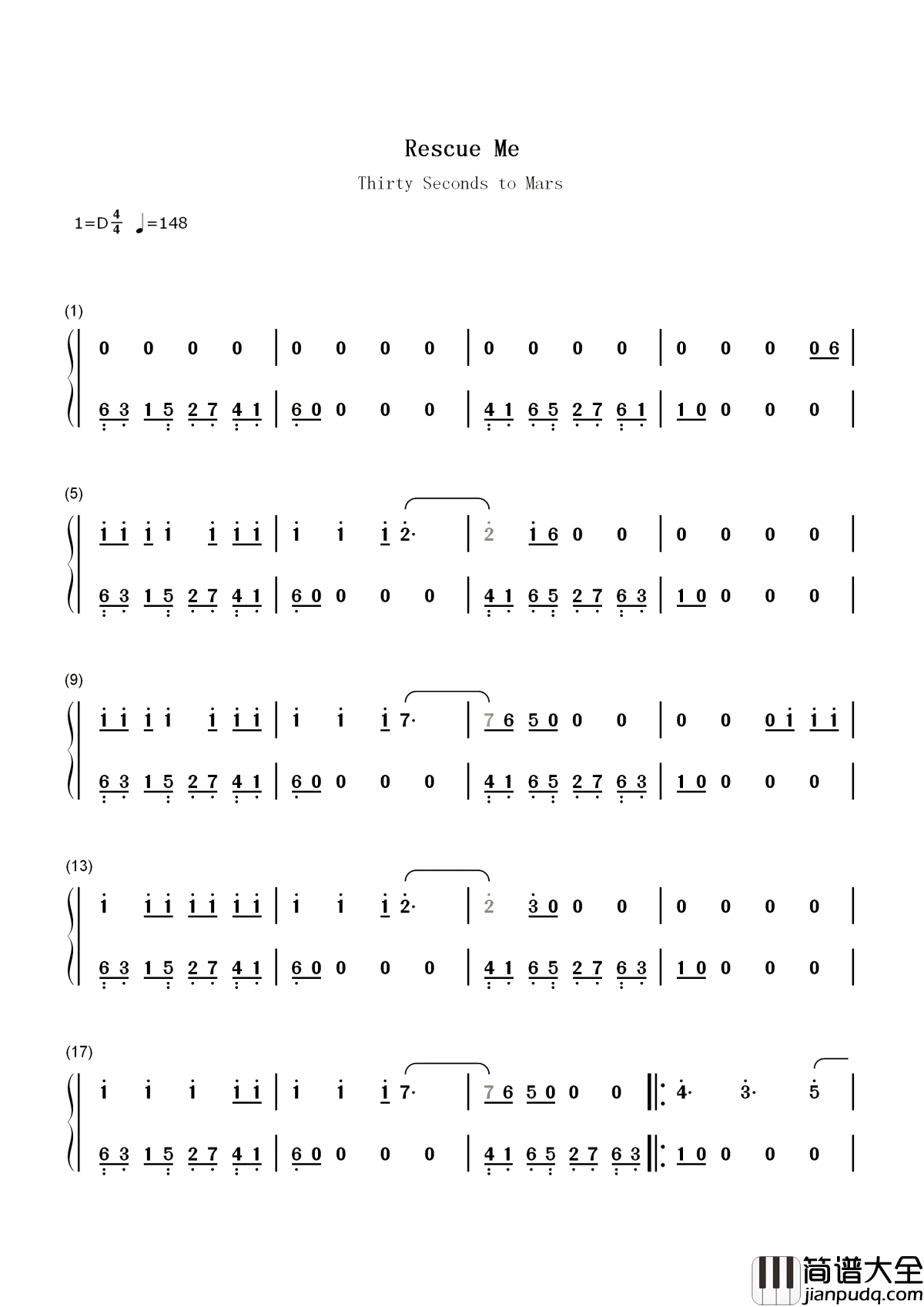 Rescue_Me简谱__在30_Seconds_To_Mars的音乐里，会找到梦想以对于生命的意义