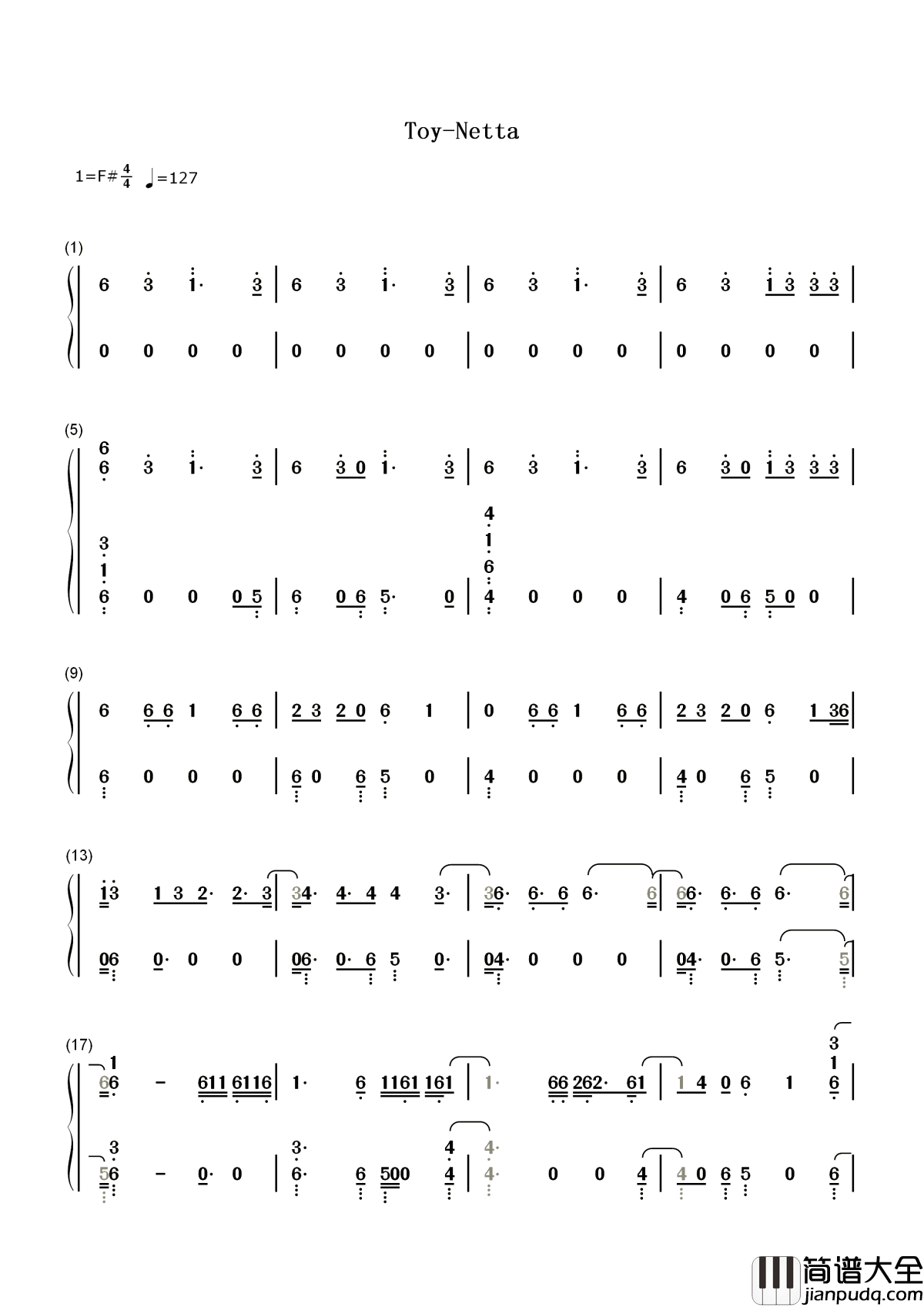 Toy简谱__Netta__我不在乎你的指指点点，我不是你的玩具