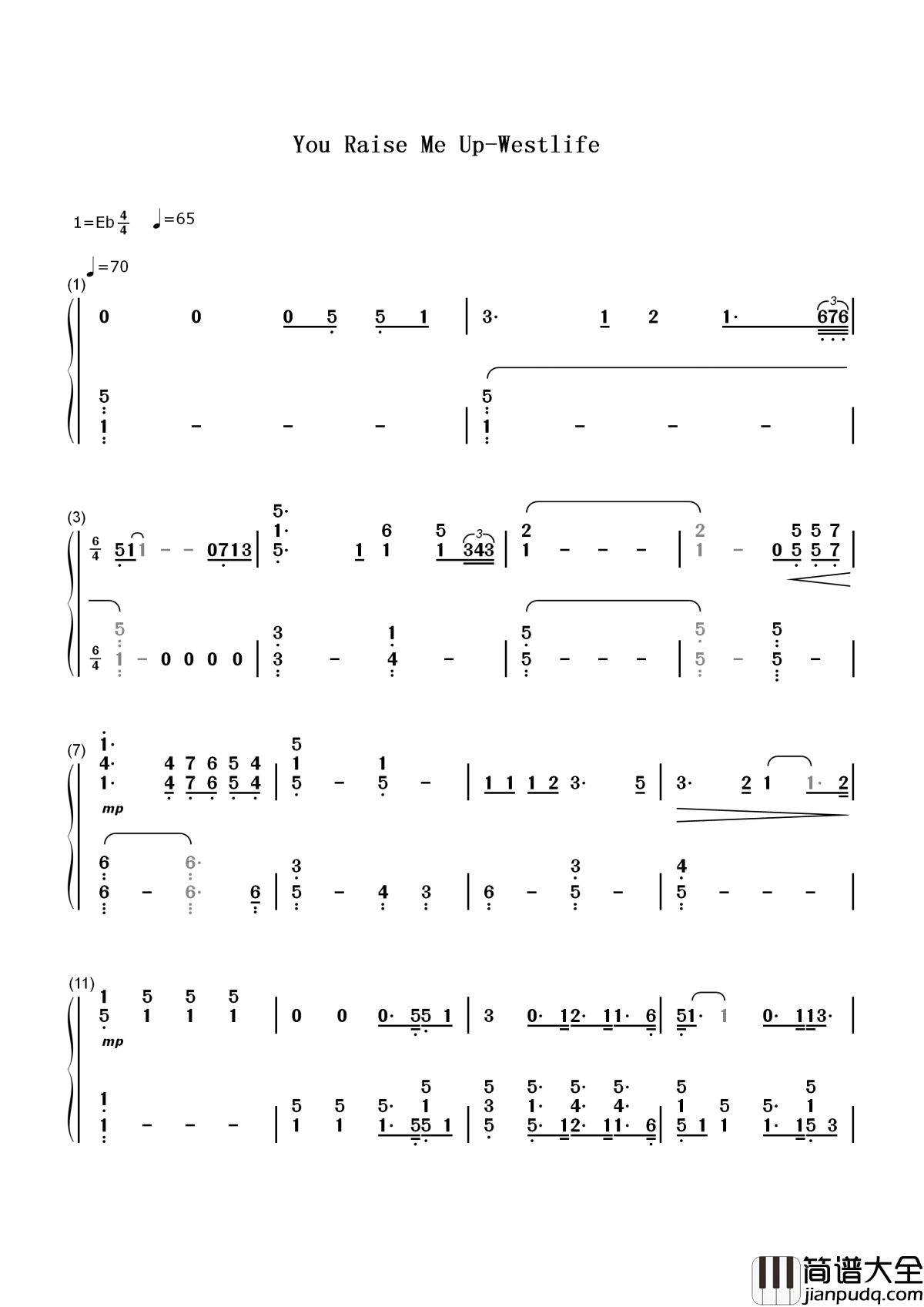 You_Raise_Me_Up简谱__Secret_Garden__听了无数遍还是忍不住泪崩