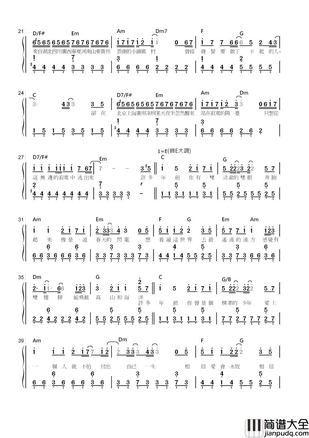 你曾是少年简谱_SHE：呐，你永远是我的少年