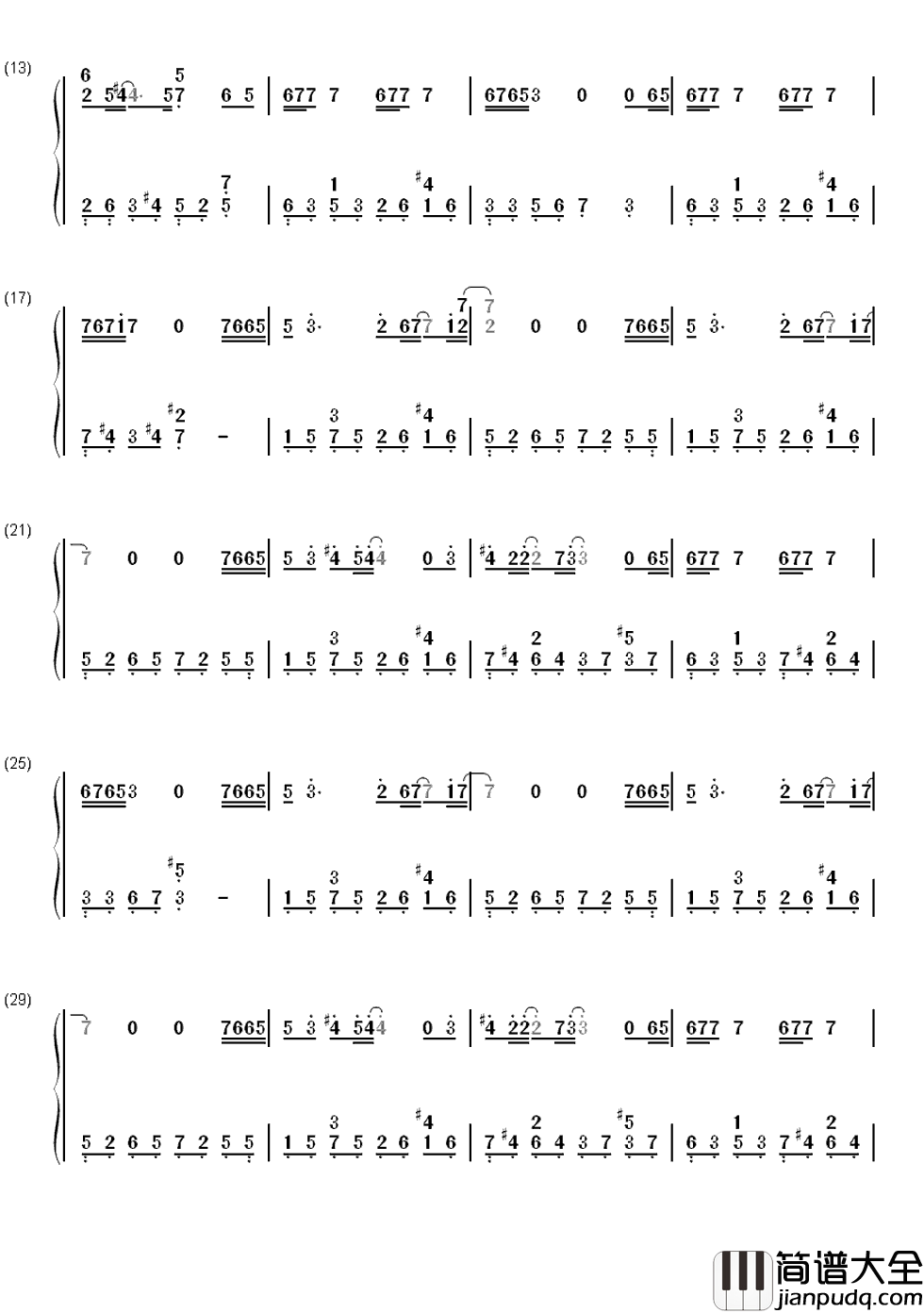 剑伤简谱_李易峰_任凭时间染白你的发