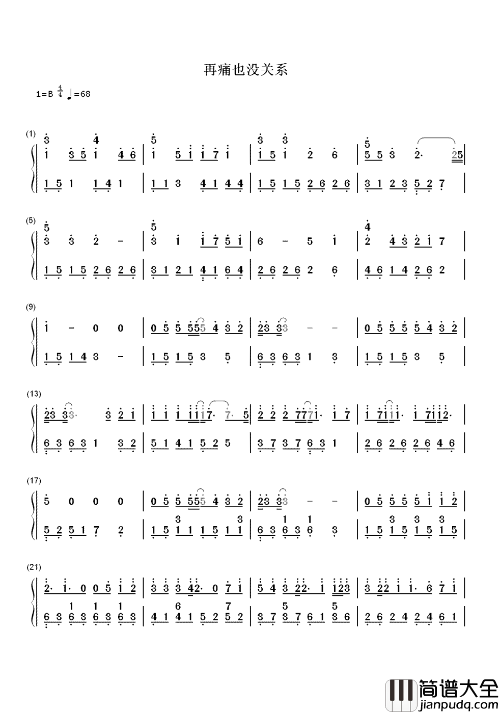 再痛也没关系简谱_陈势安再痛也没关系，因为这是青春