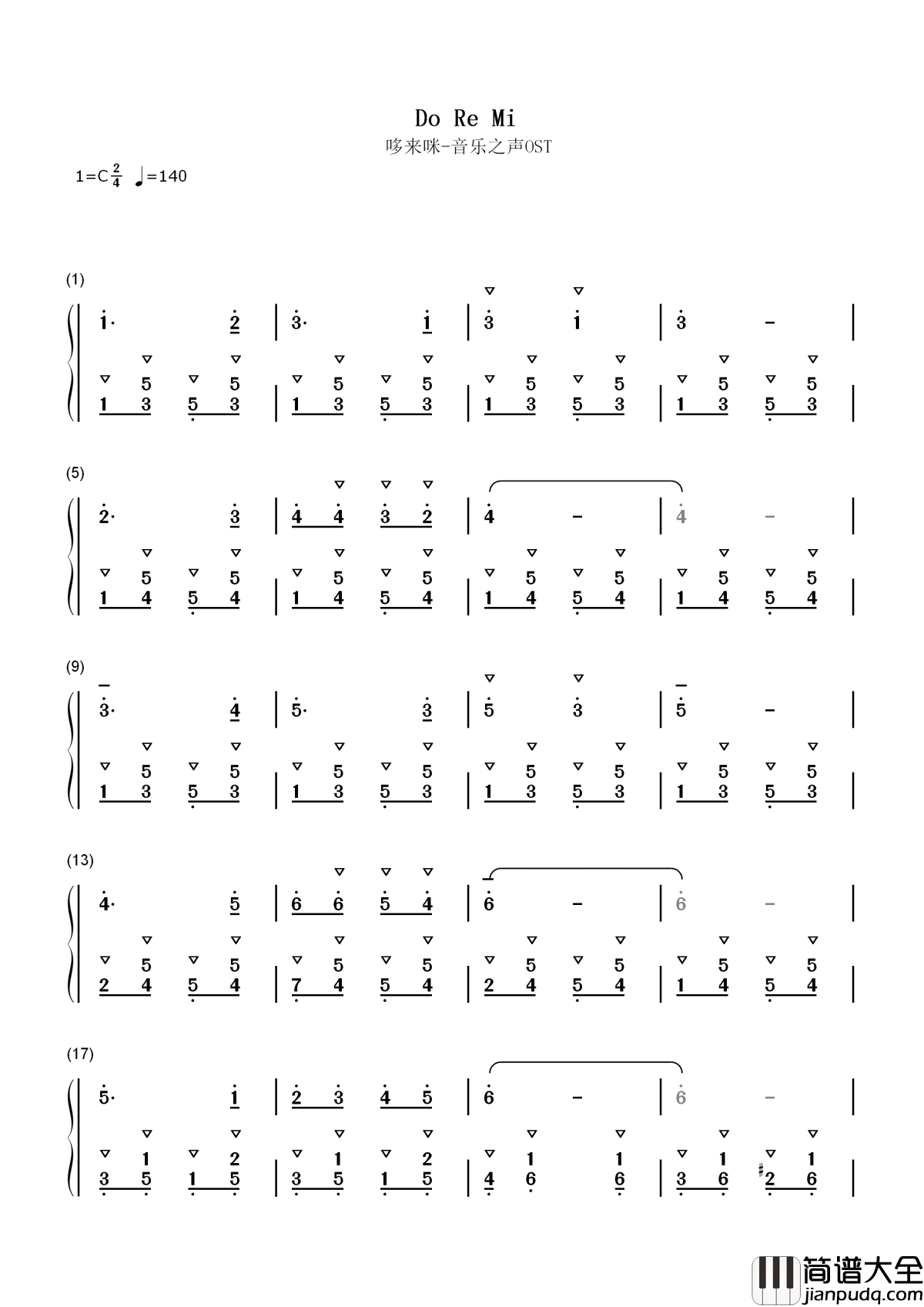 Do_Re_Mi简谱_____Maria;The_Children_____音乐之声主题曲，让歌声串起美好，_感受经典旋律