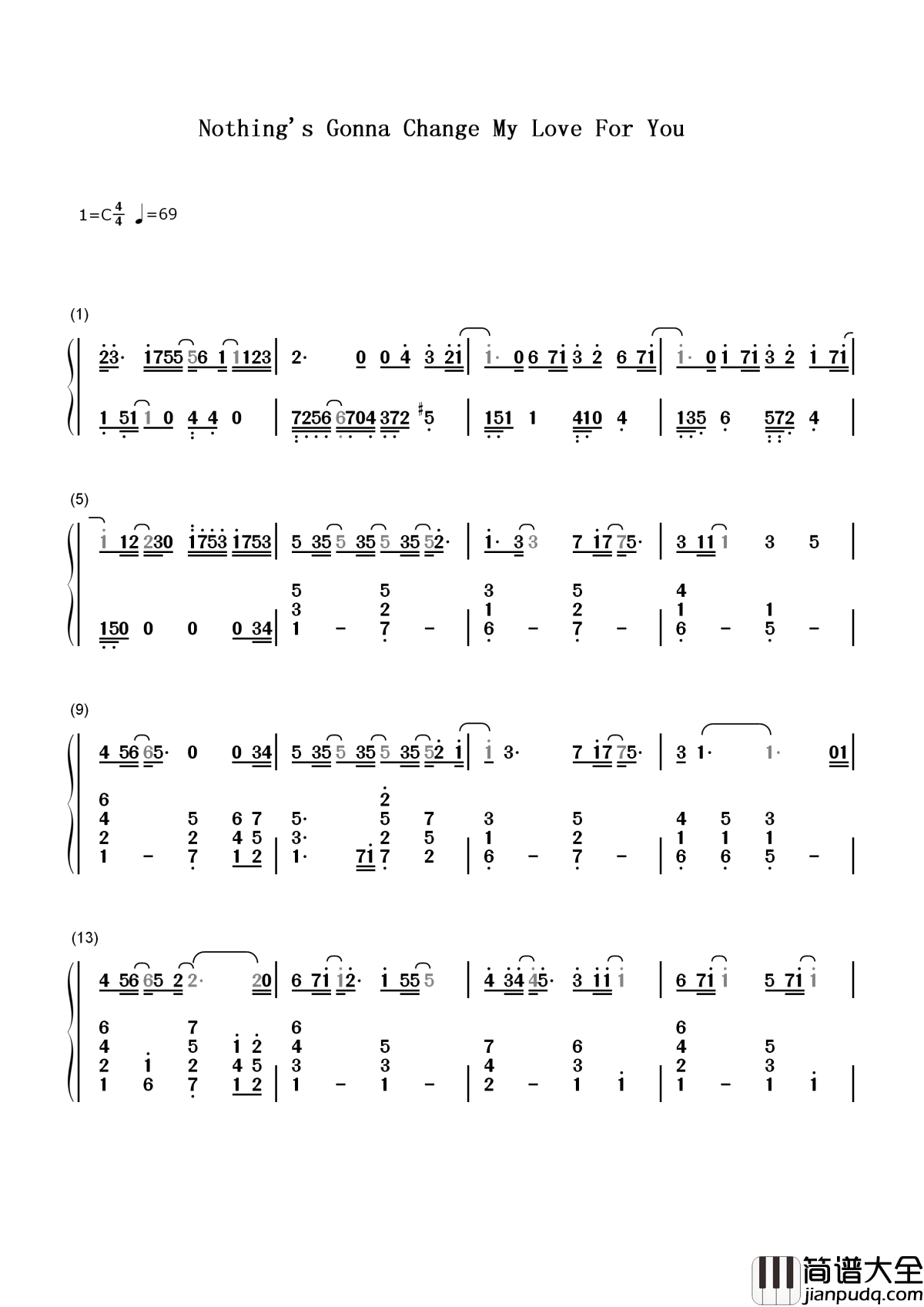 Nothing's_Gonna_Change_My_Love_for_You简谱_____George_Benson_____电影廊桥遗梦主题曲__，感人至深的经典英文情歌