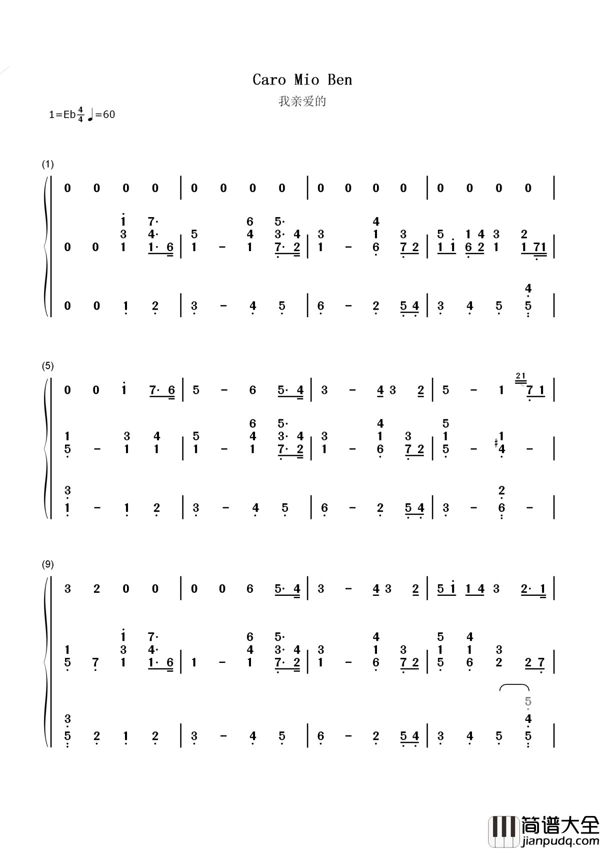 Caro_Mio_Ben简谱__Luciano_Pavarotti_,Philharmonia_Orchestra_,Piero_Gamba___在古典音乐里表达“我爱你”