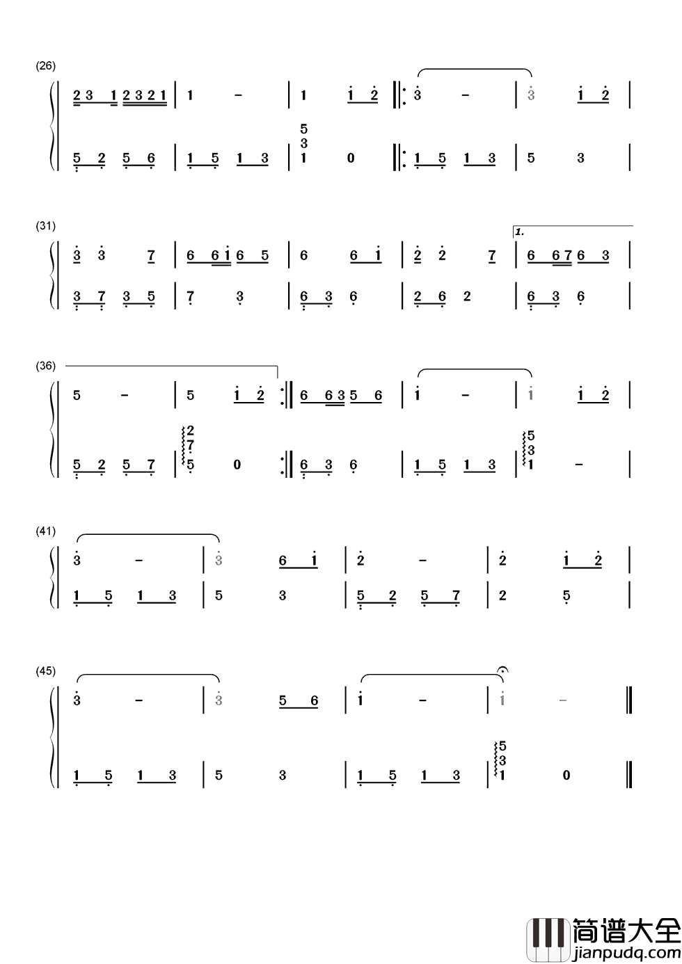 爱的奉献简谱__韦唯_____这是你我心底最柔软的呼唤。。。