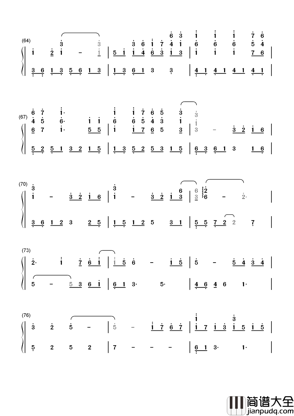 偏爱简谱_张芸京_认定你就是答案