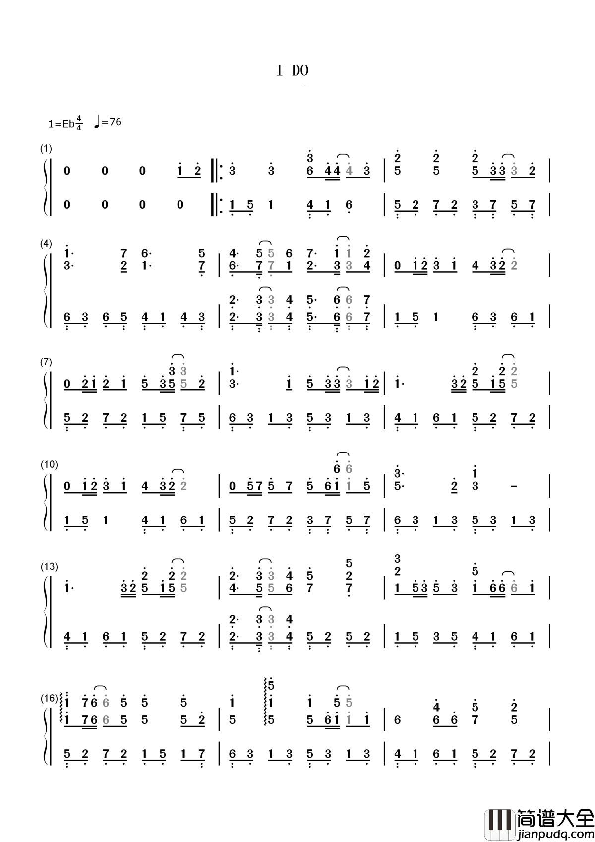 I_DO简谱_陈奕迅_我愿这一生爱着你不变