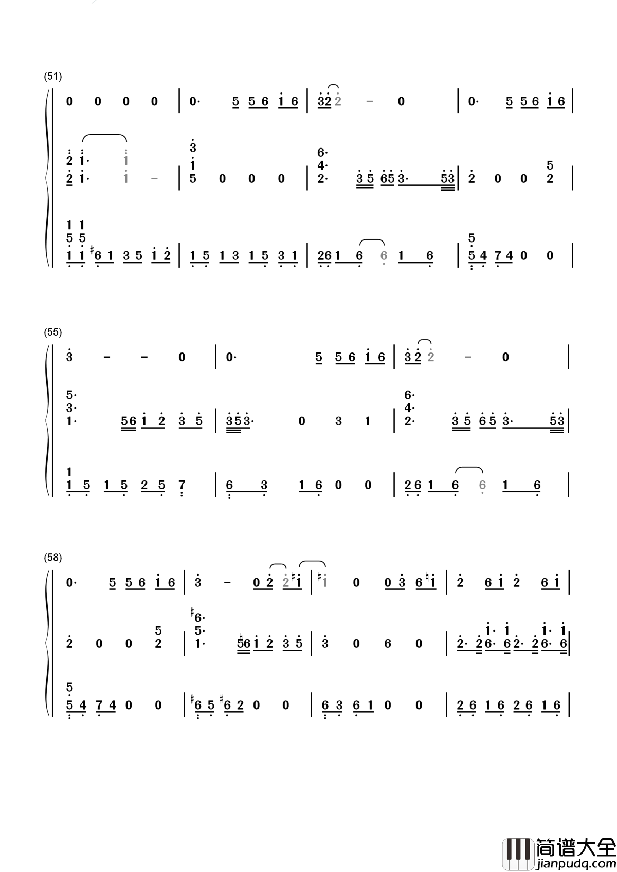 雨下一整晚简谱_周杰伦_原来我从未习惯，你已不在我身旁