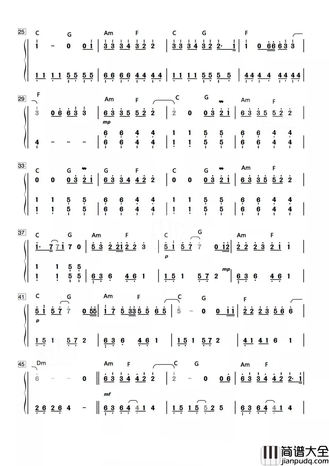 染简谱_张碧晨_变身自由画家_为世界着色