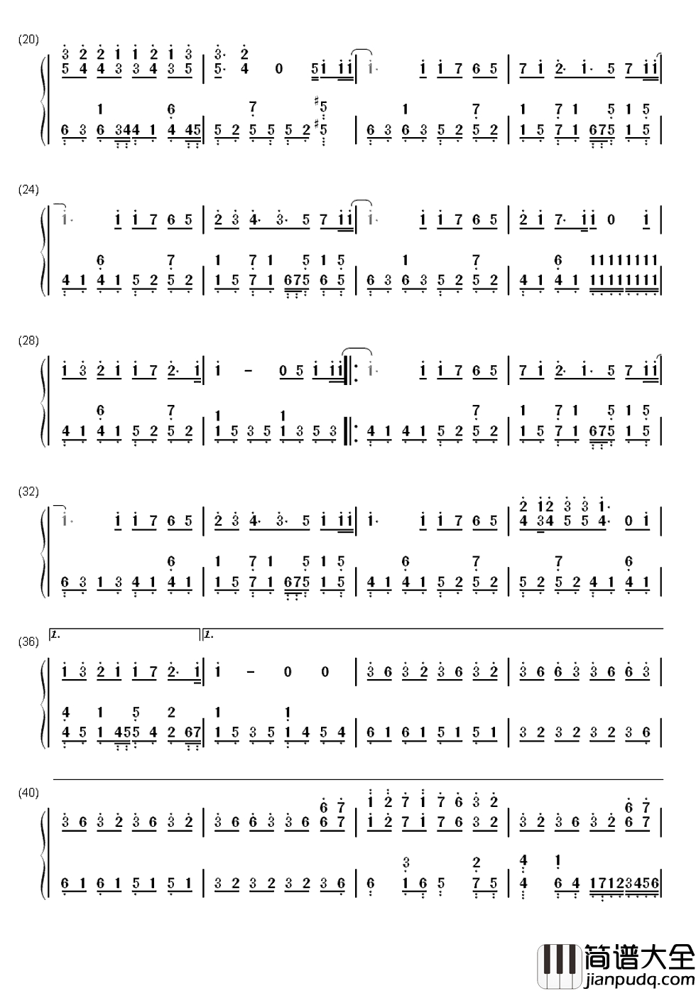 七里香简谱_周杰伦_一爱就爱了整个青春