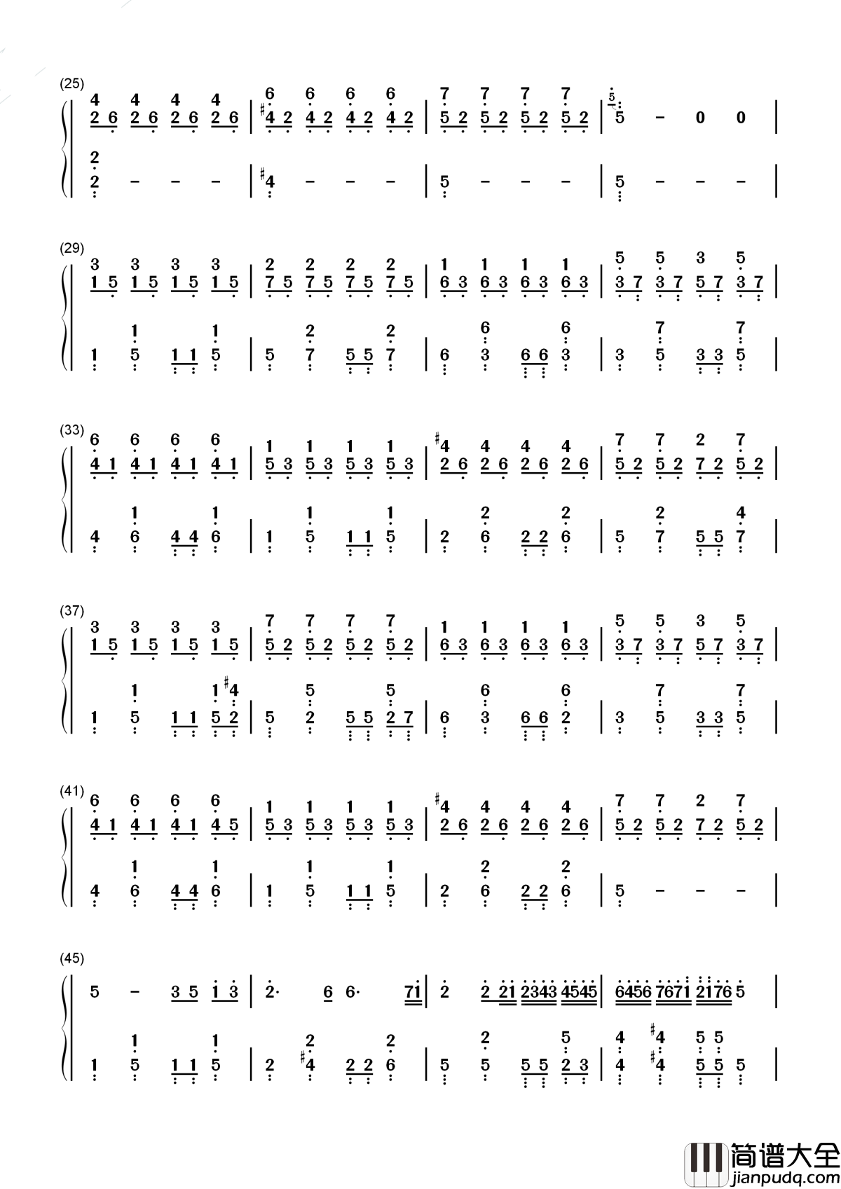 小幸运简谱_田馥甄_世界那么大，能遇见你好幸运