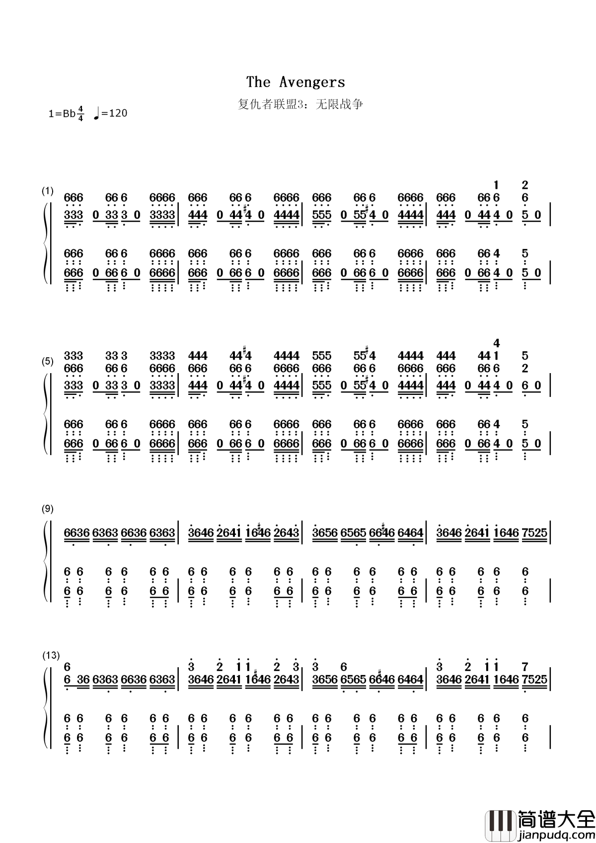 The_Avengers简谱_复仇者联盟主题曲