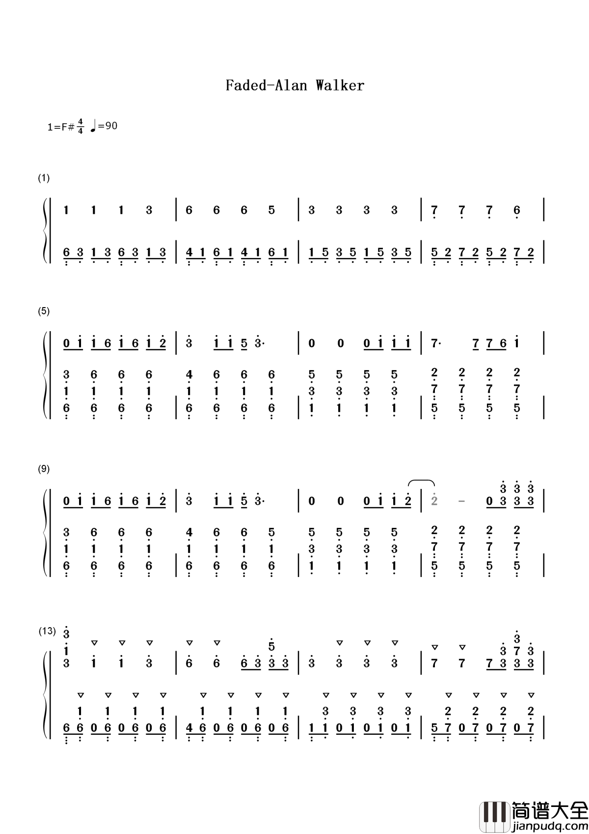 Faded简谱_Alan_Walker_电音神曲不一样的感觉,一样的感动