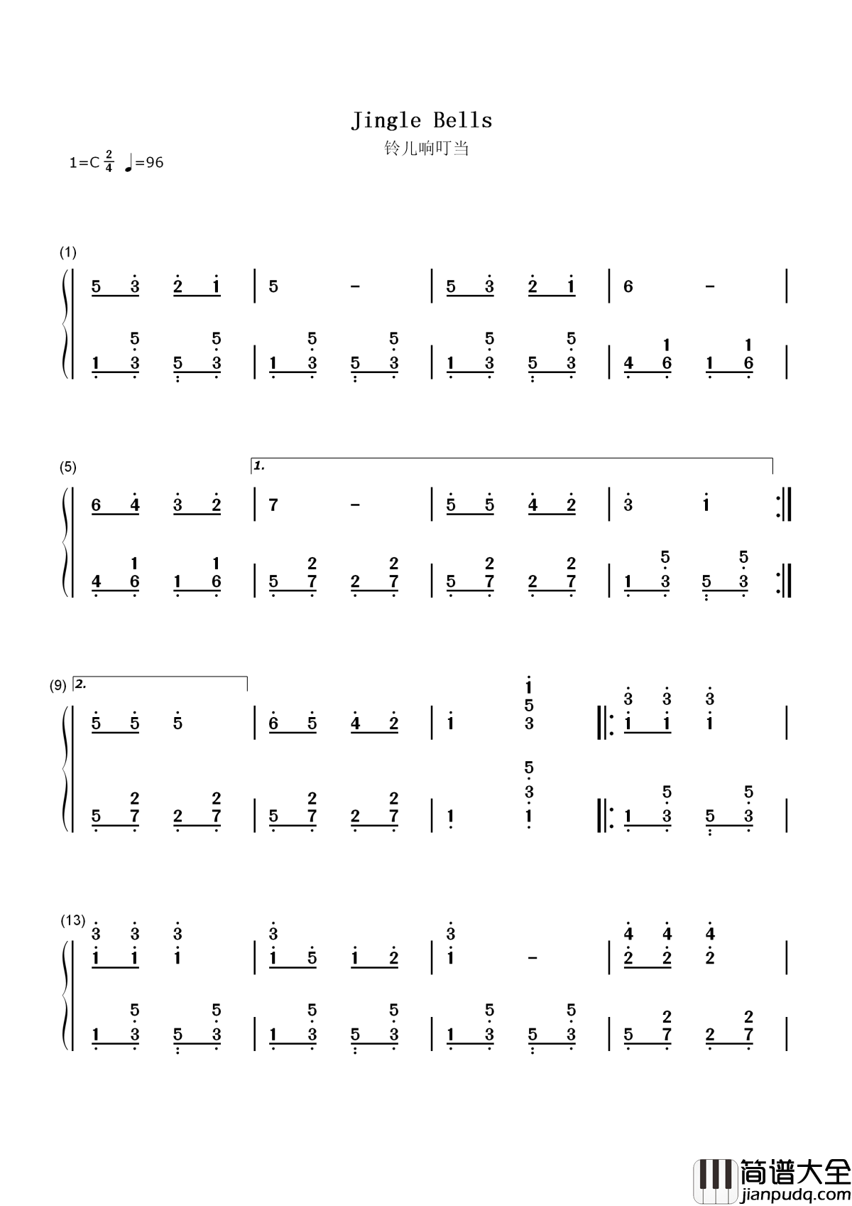 铃儿响叮当简谱_儿歌_Jingle_Bells_Jingle_Bells