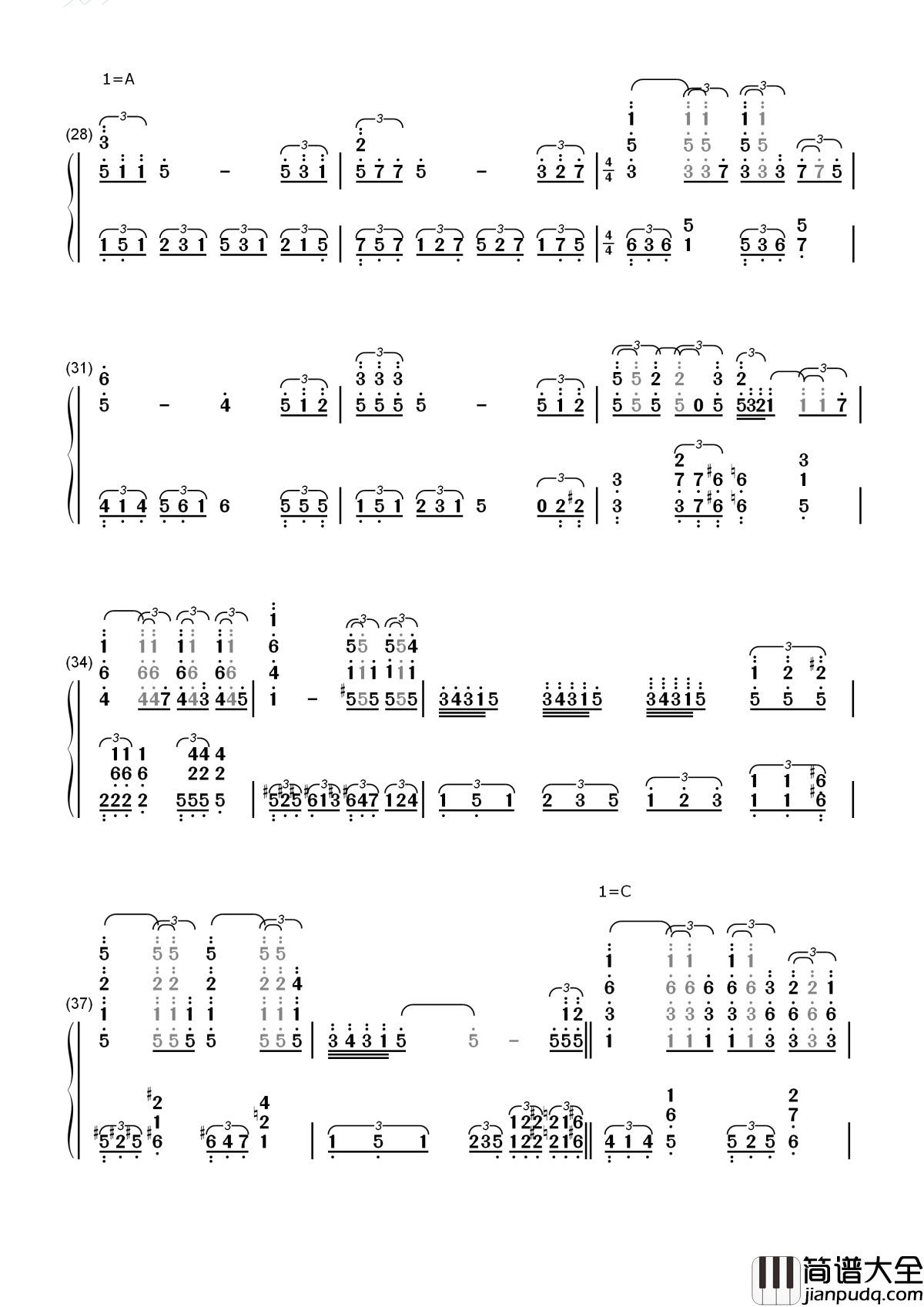 爱简谱_莫文蔚_没结果的花_未完成的牵挂