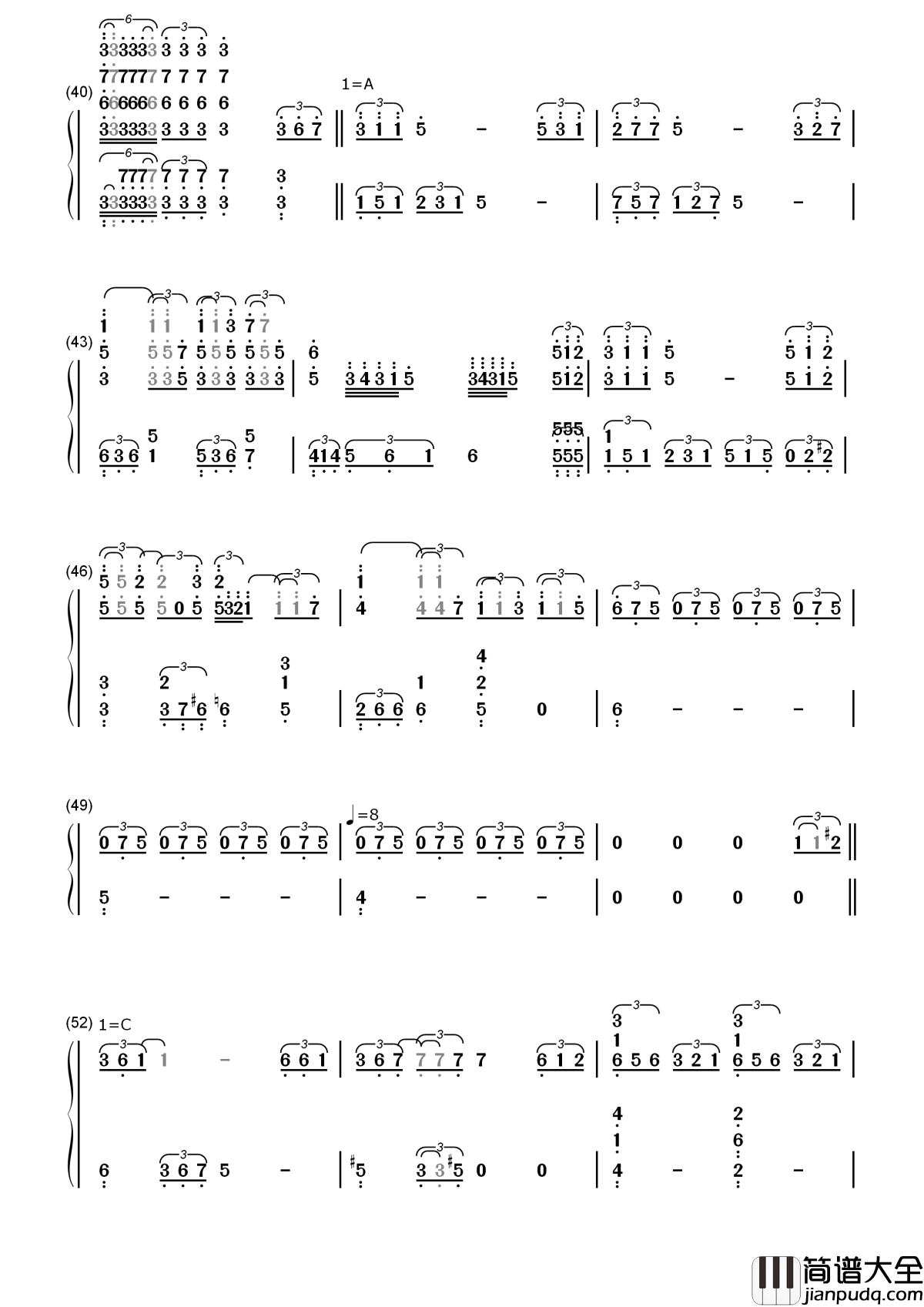 爱简谱_莫文蔚_没结果的花_未完成的牵挂