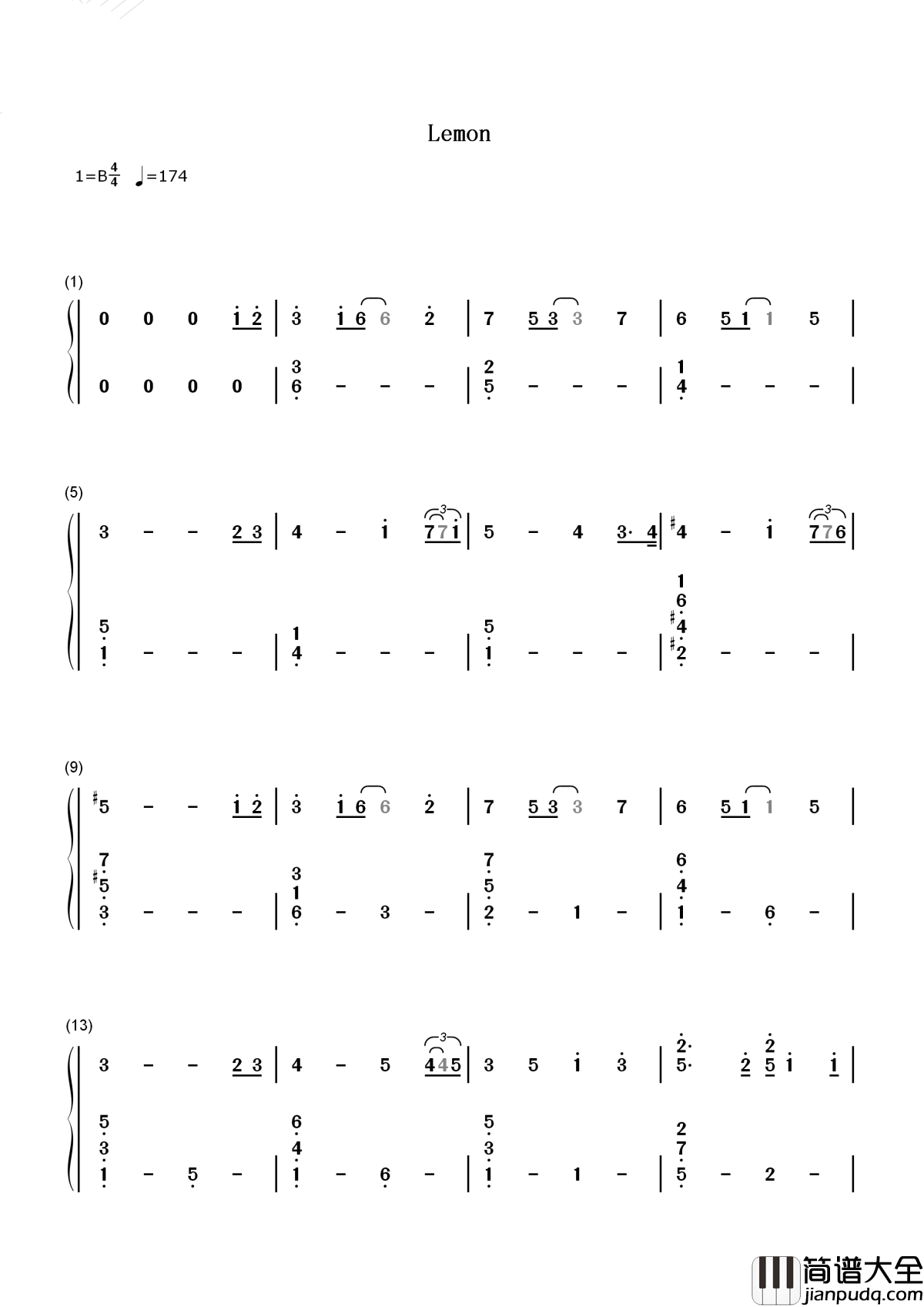 lemon简谱_最火日剧Unnatural主题曲米津玄师