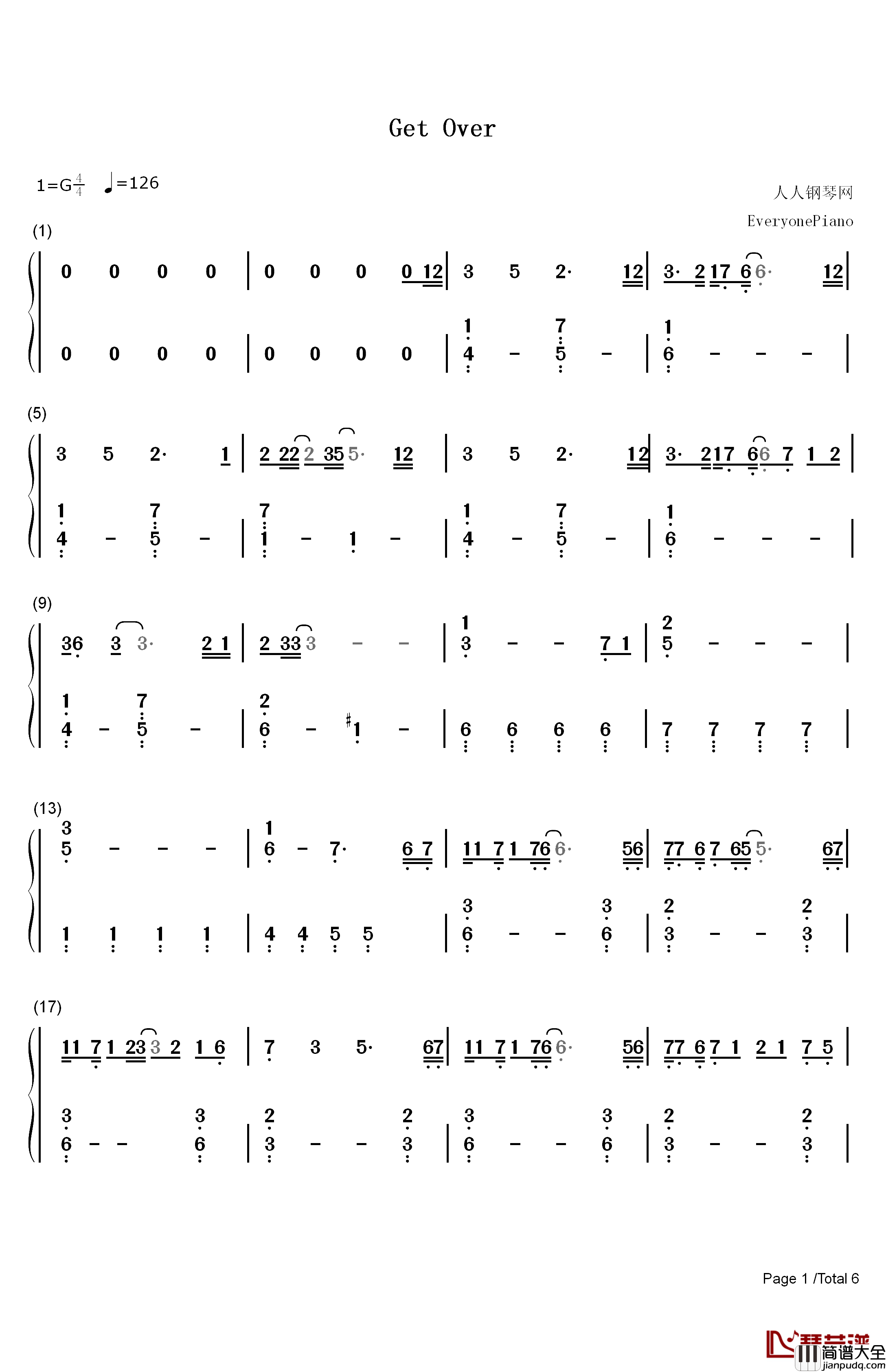 Get_Over钢琴简谱_数字双手_Dream