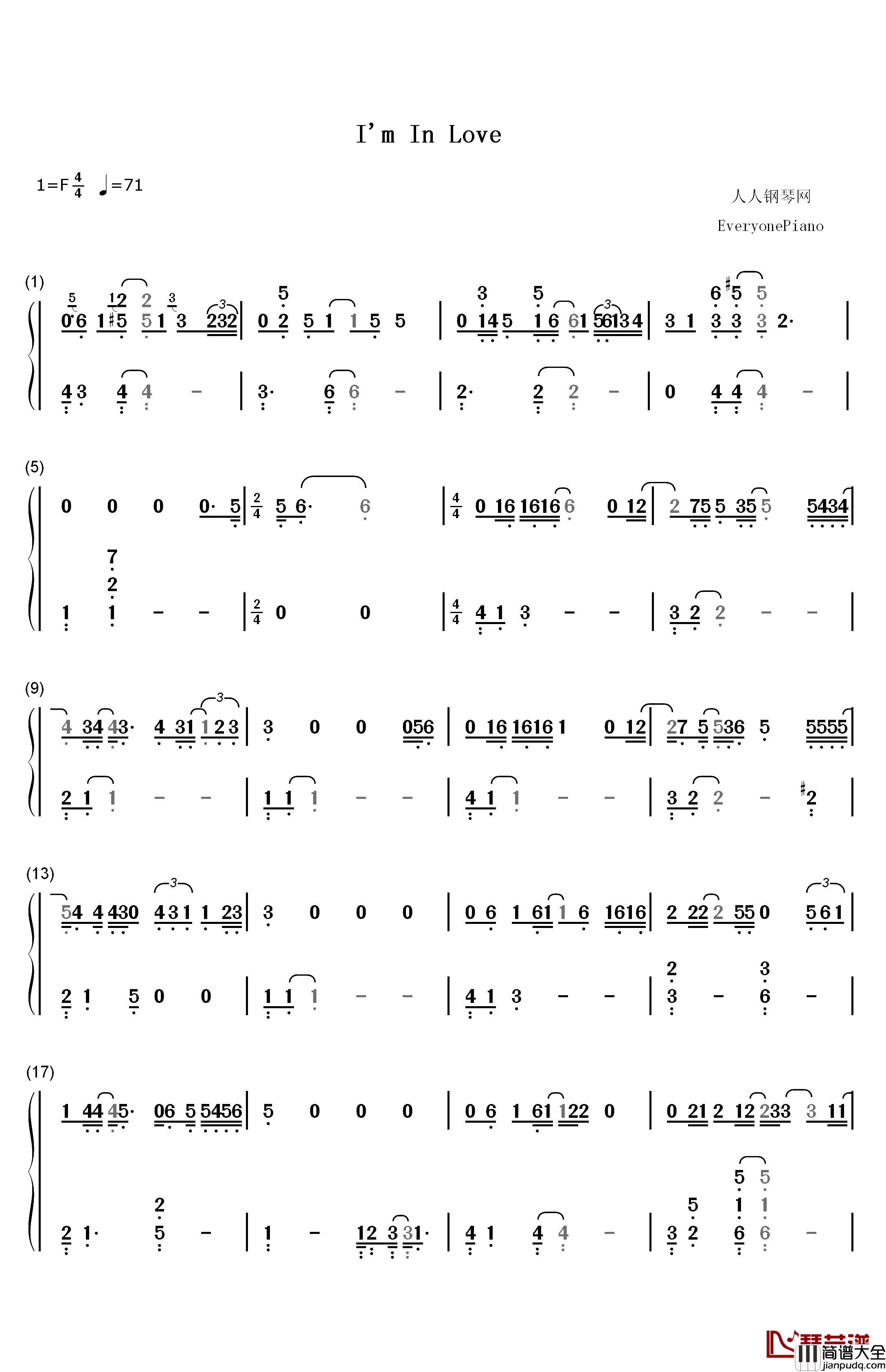 I'm_In_Love钢琴简谱_数字双手_Ra.D