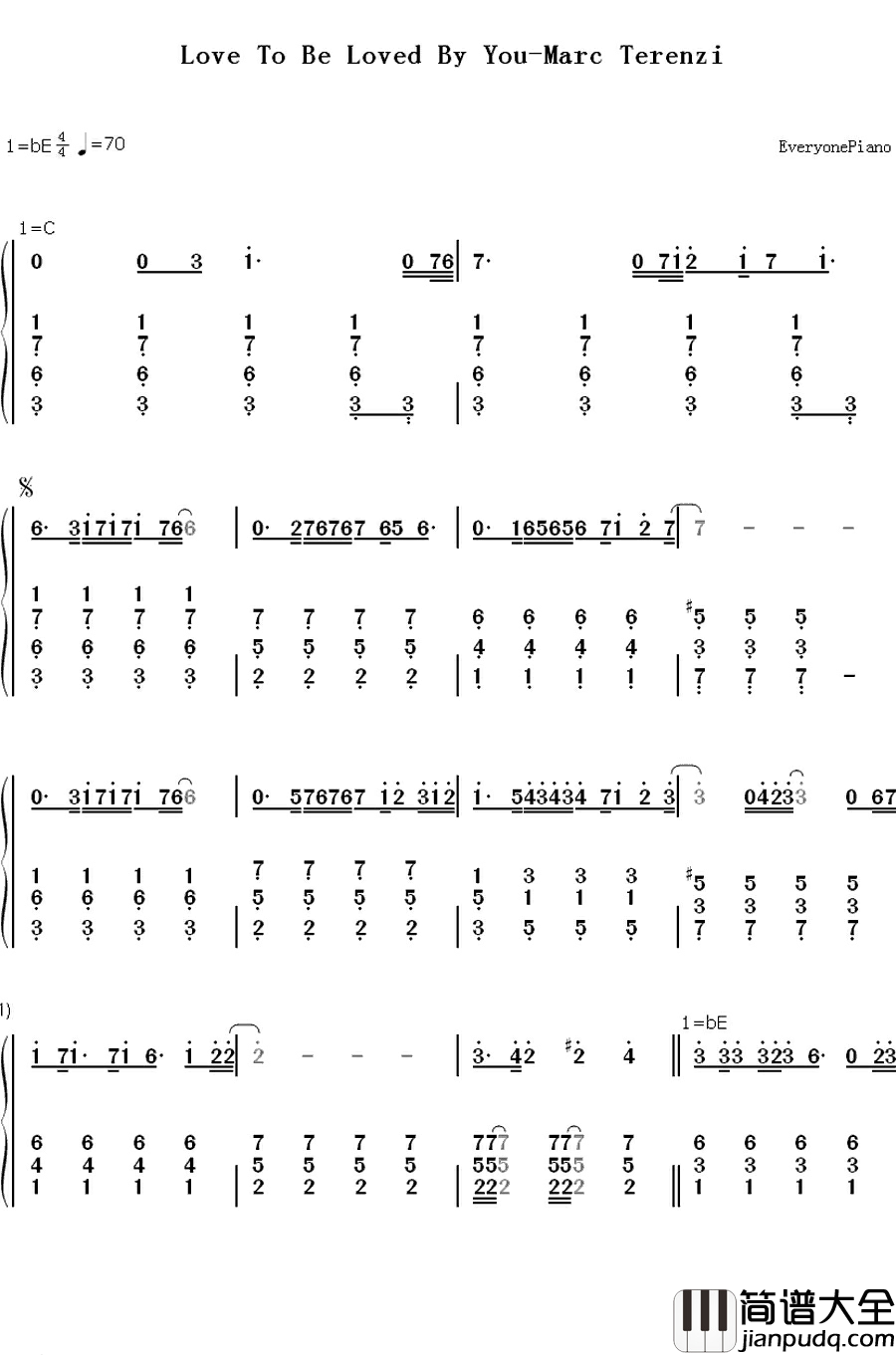 Love_To_Be_Loved_By_You钢琴简谱_数字双手_Marc_Terenzi