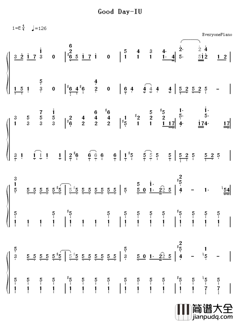 Good_Day钢琴简谱_数字双手_IU