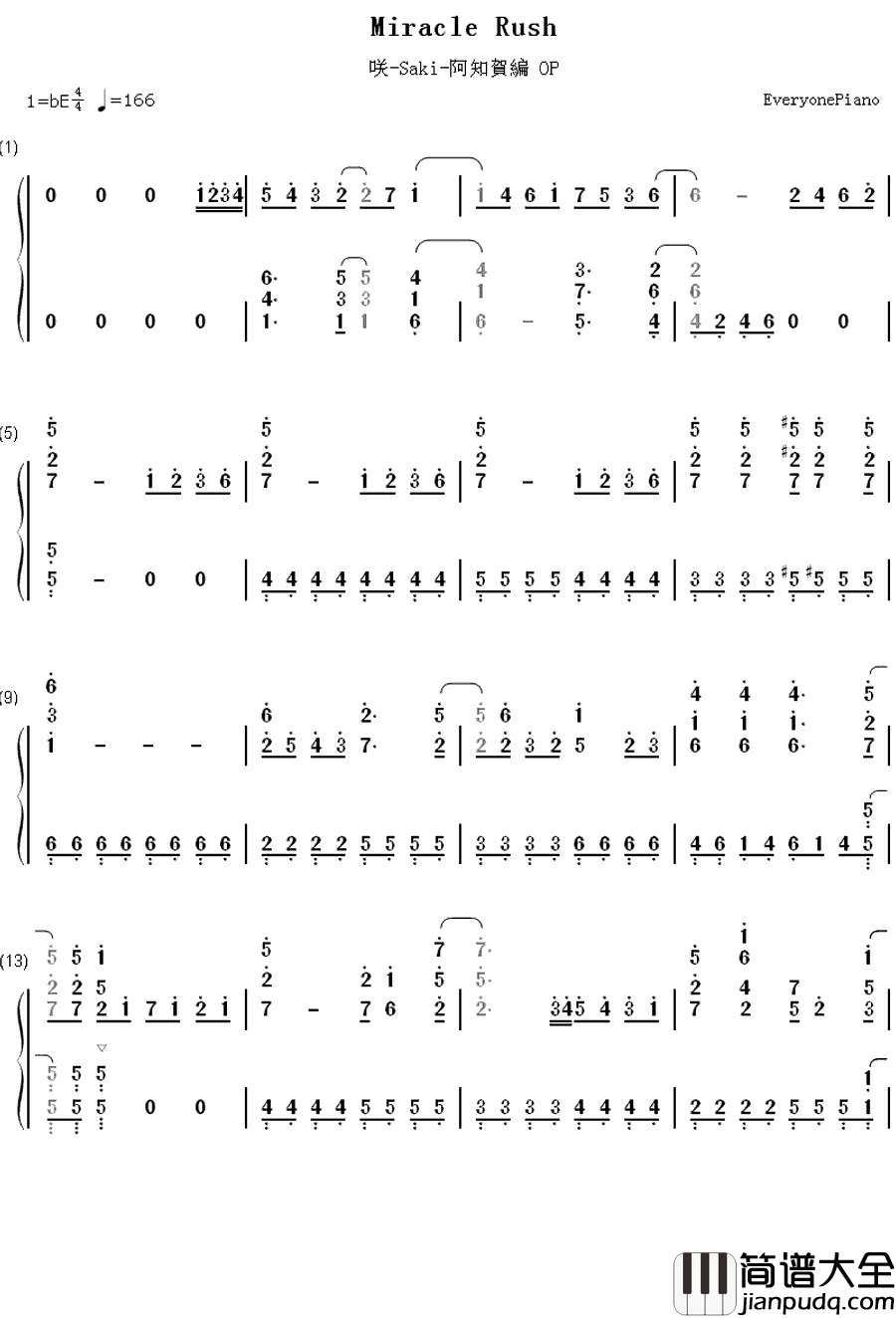 Miracle_Rush钢琴简谱_数字双手_StylipS