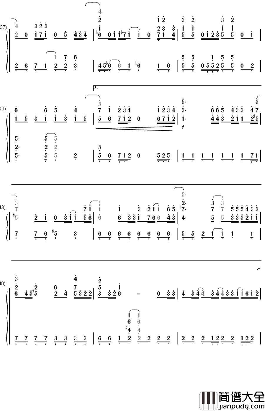 ありがとう钢琴简谱_数字双手_生物股长_いきものがかり