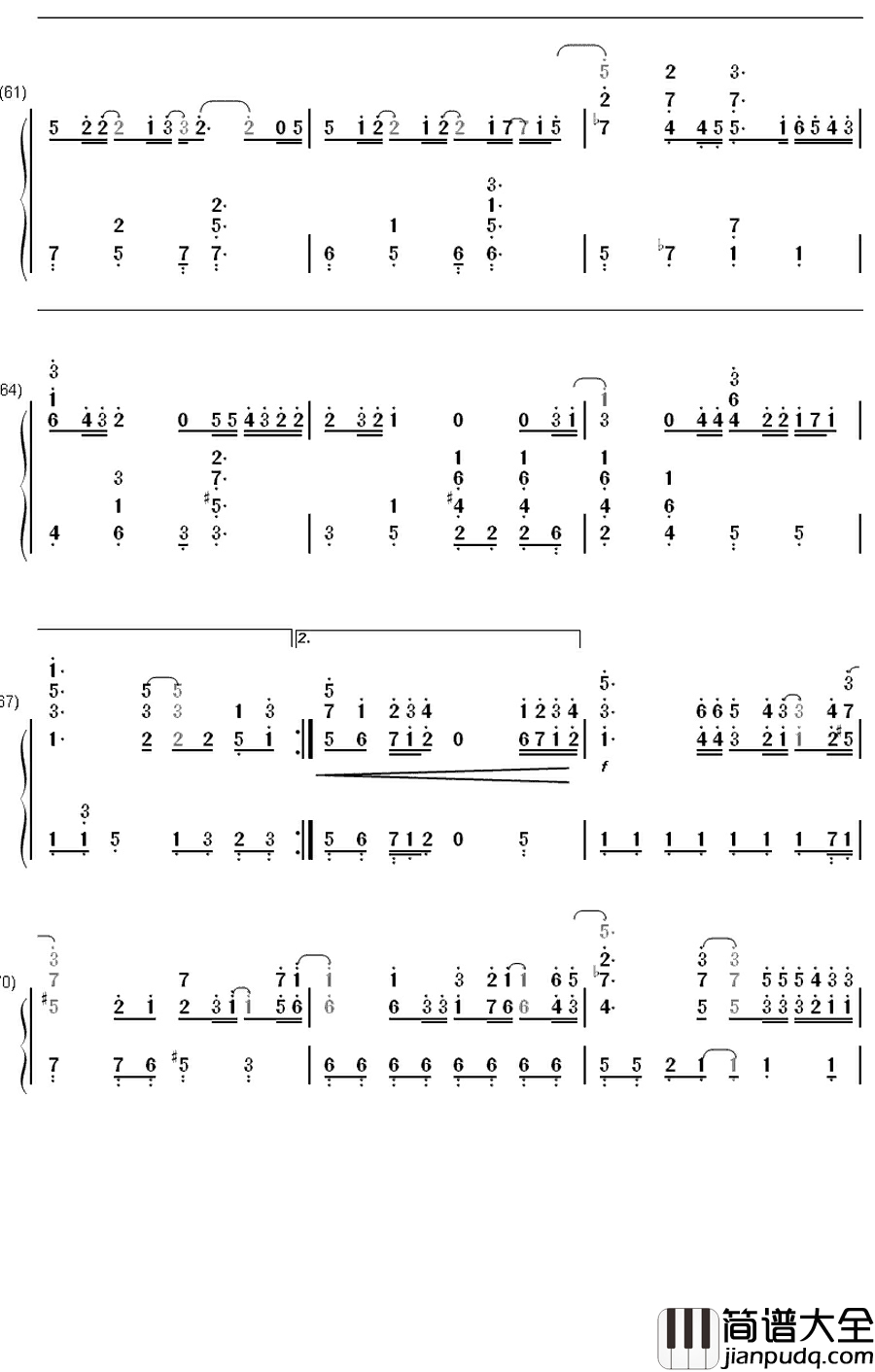ありがとう钢琴简谱_数字双手_生物股长_いきものがかり