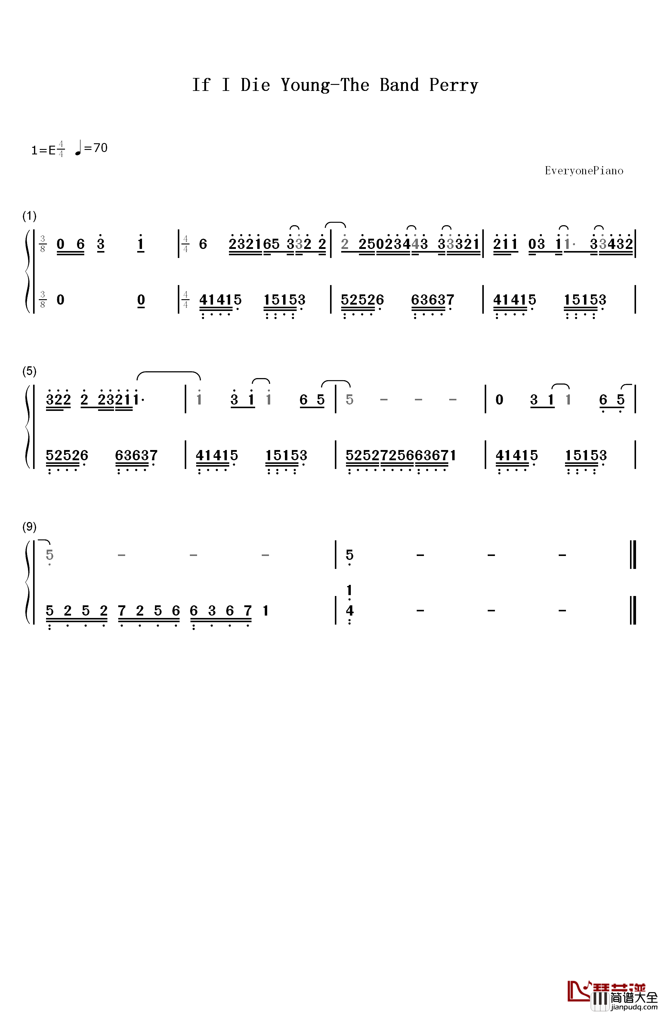 If_I_Die_Young钢琴简谱_数字双手_The_Band_Perry