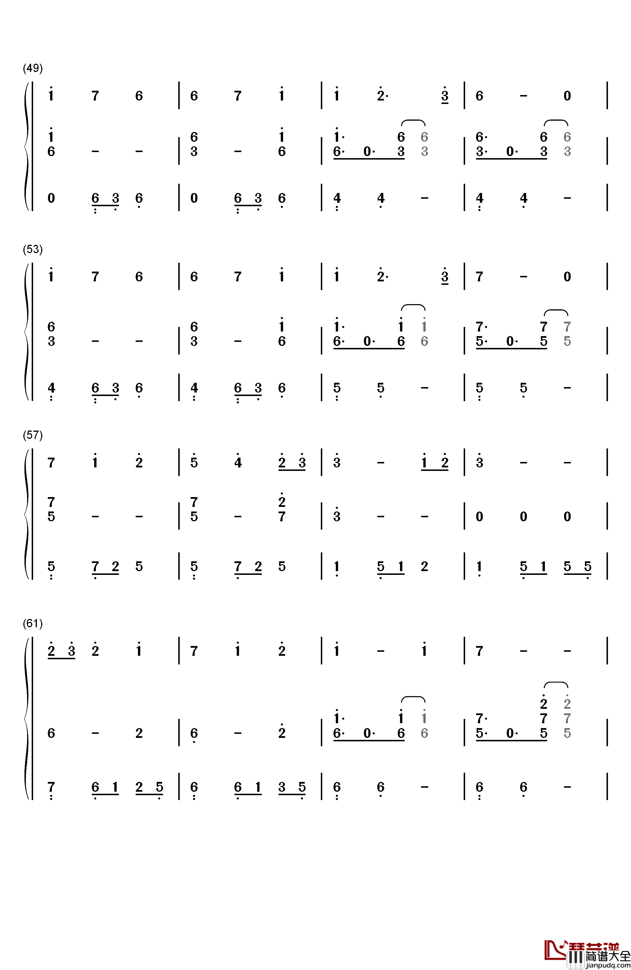 Gloria钢琴简谱_数字双手_Kalafina