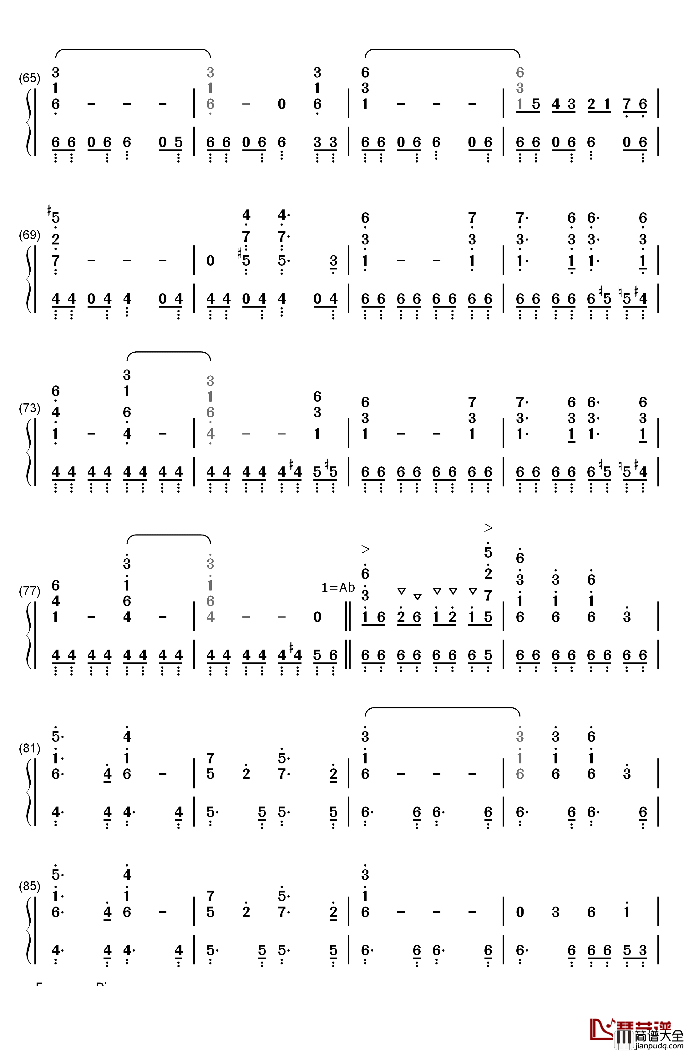 The_Phantom_of_the_Opera钢琴简谱_数字双手_Emmy_Rossum_&_Gerard_Butler