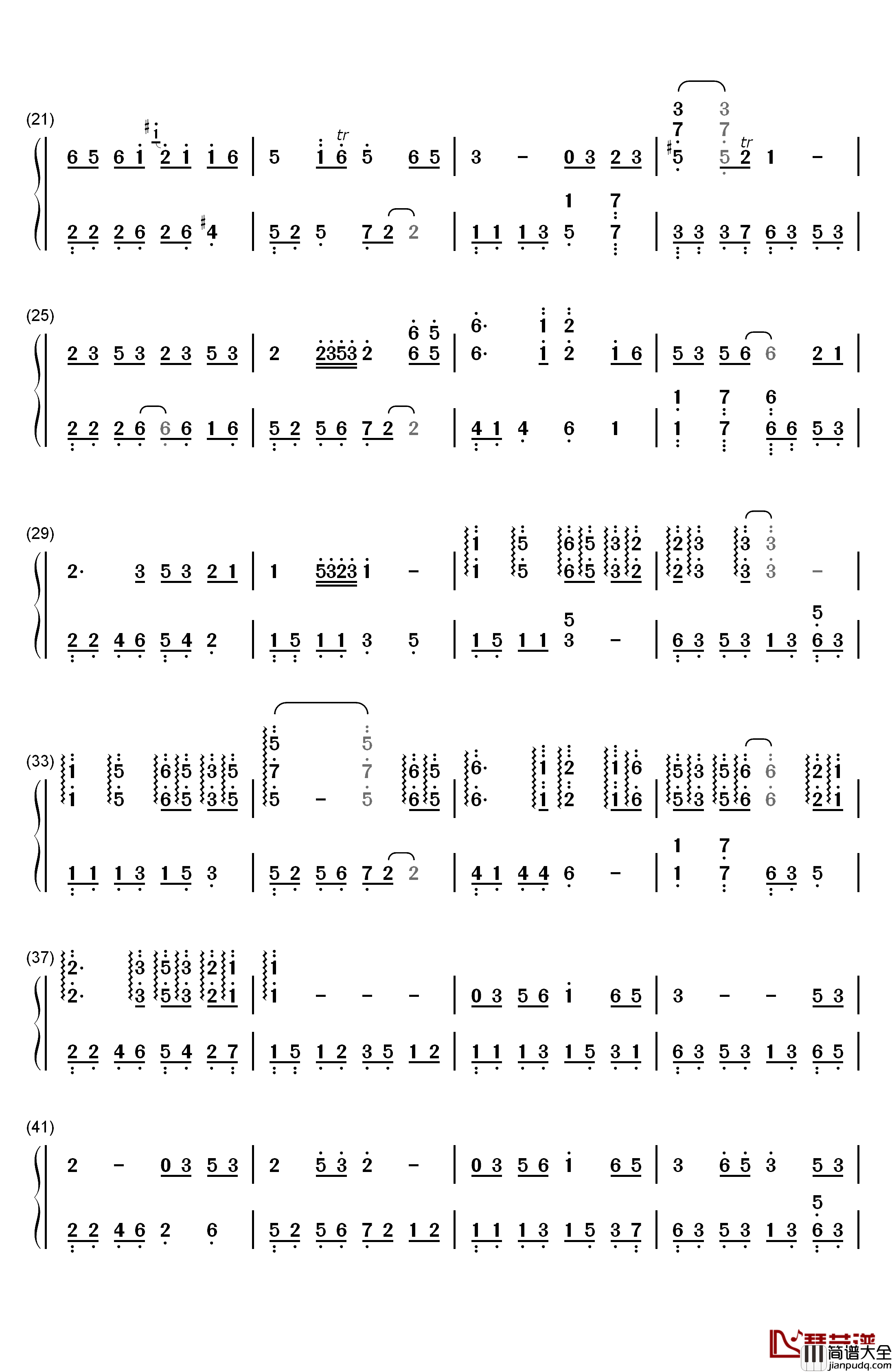 有谁共鸣钢琴简谱_数字双手_张国荣