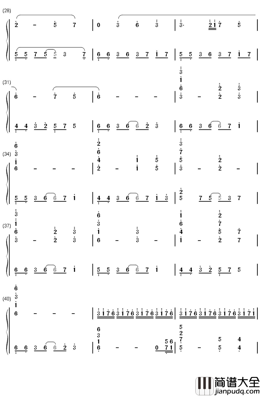 Hinata_VS_Neji钢琴简谱_数字双手_火影忍者