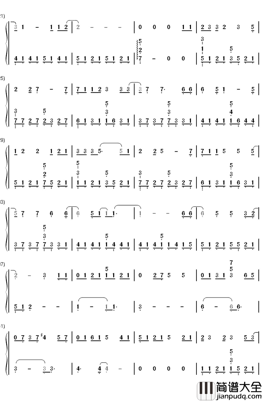 Drenched__春娇与志明_插曲钢琴简谱_数字双手_曲婉婷