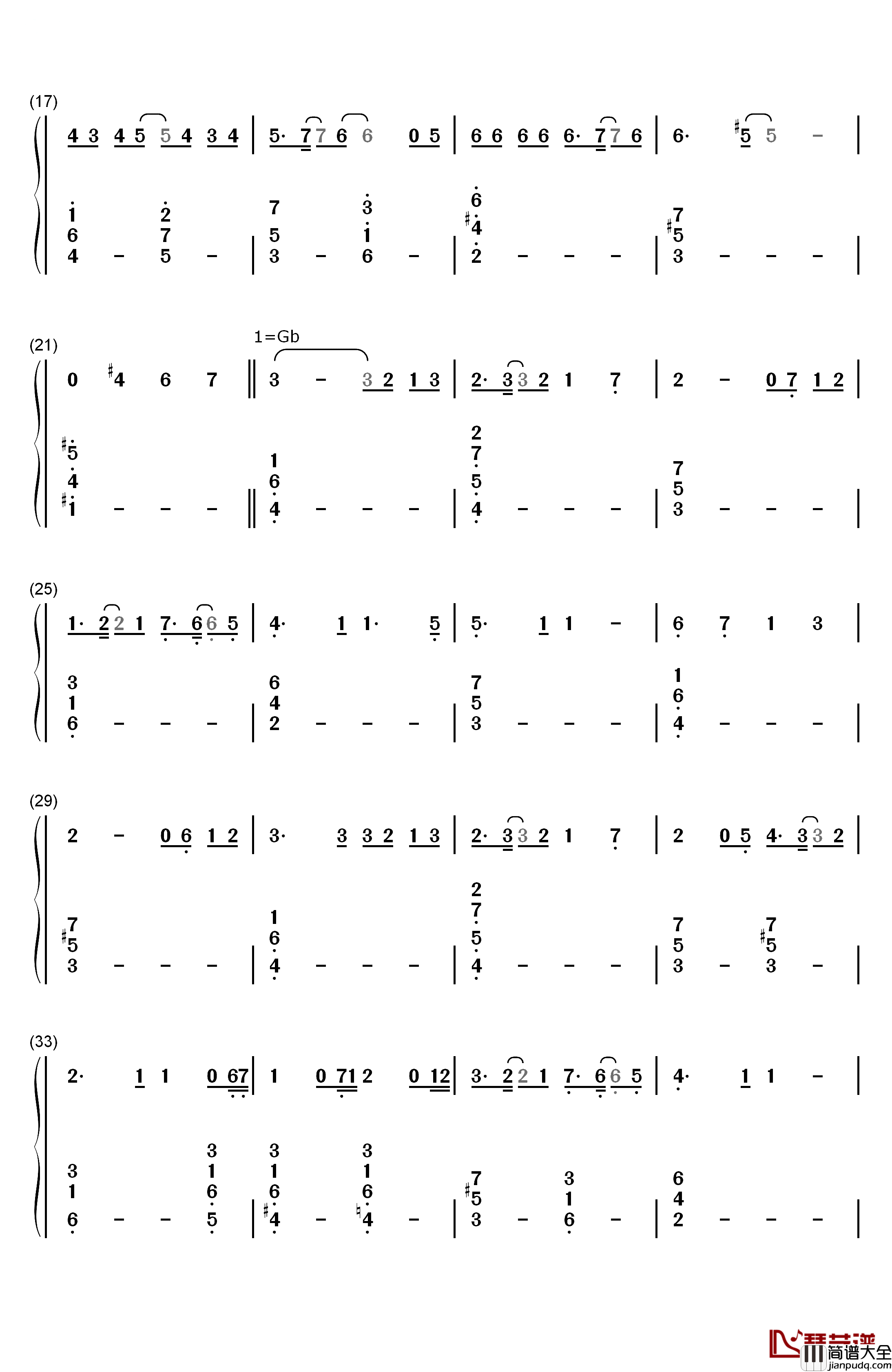 叹きの天使钢琴简谱_数字双手_名冢佳织