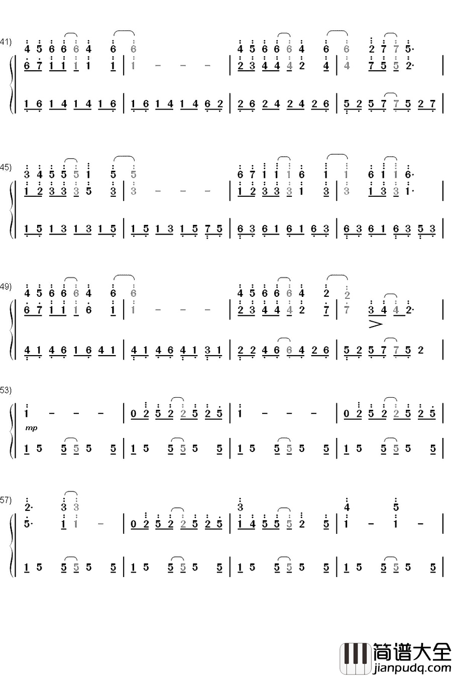 Forrest_Gump钢琴简谱_数字双手_Alan_Silvestri