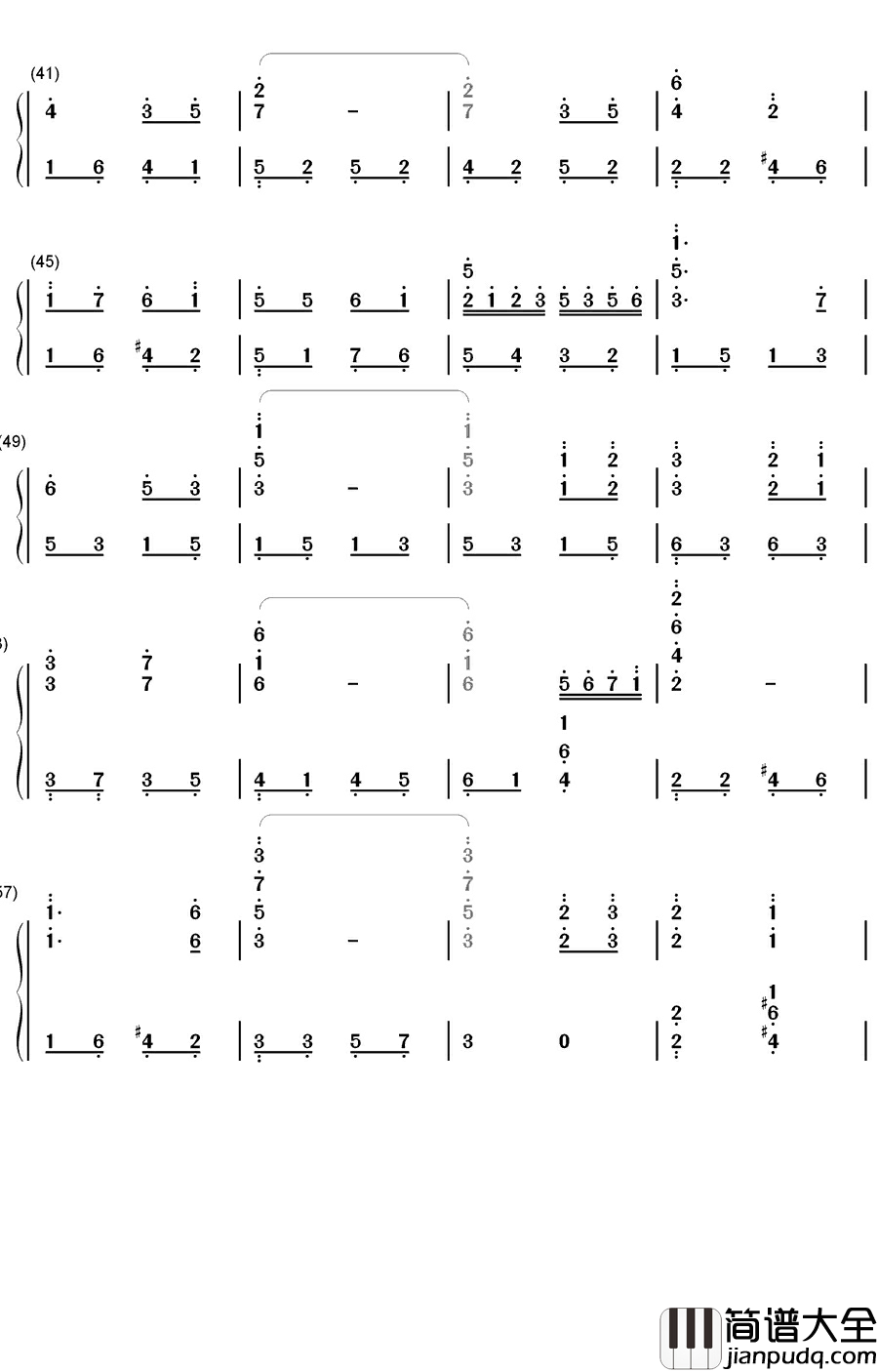 红星闪闪放光彩钢琴简谱_数字双手_傅庚辰