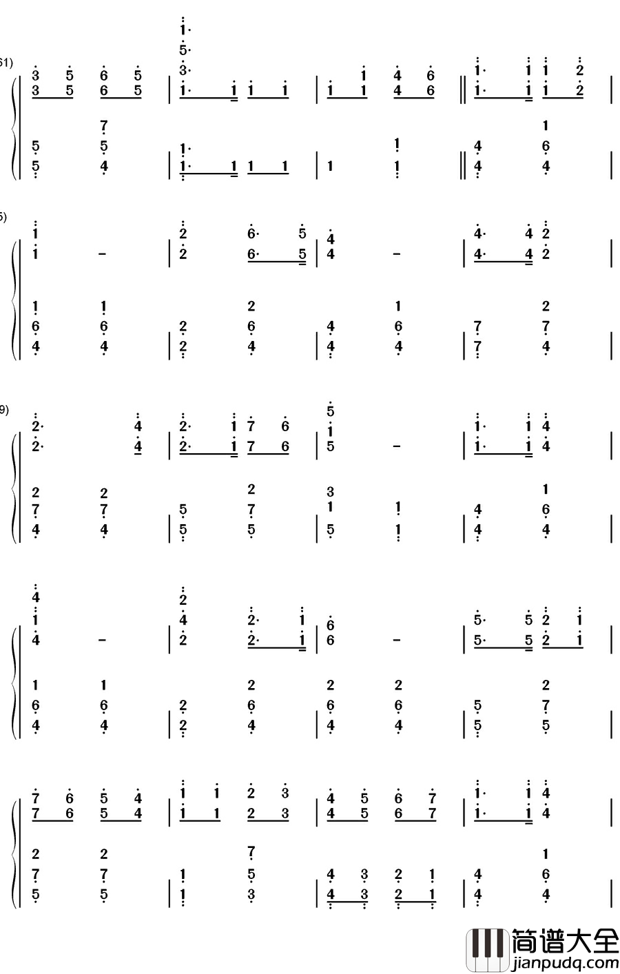 红星闪闪放光彩钢琴简谱_数字双手_傅庚辰