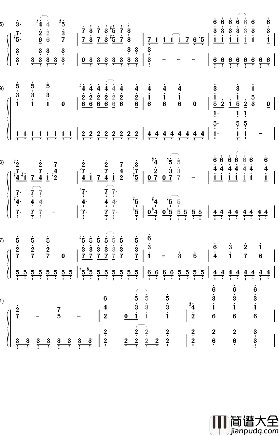 Black_†_White钢琴简谱_数字双手_野水伊织