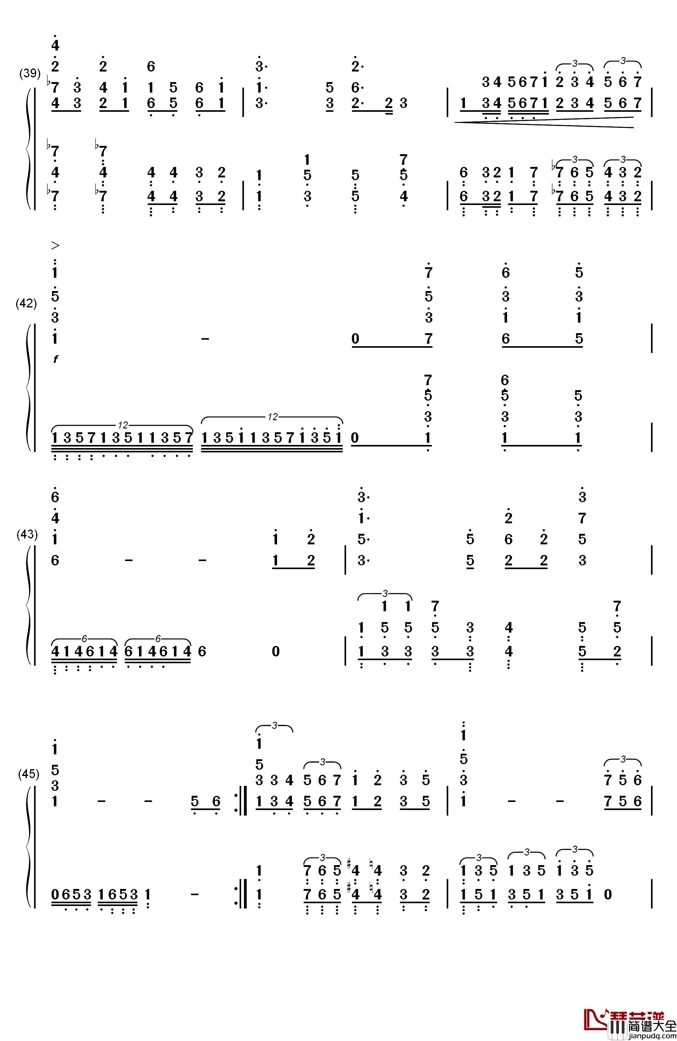 我爱你中国钢琴简谱_数字双手_叶佩英