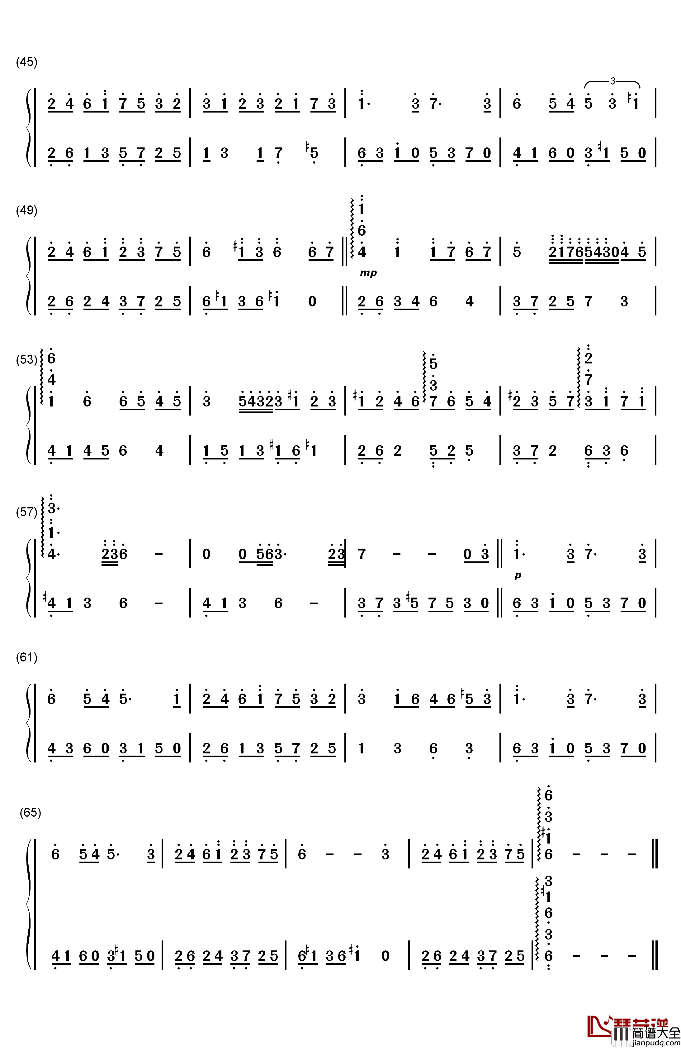 更替的四季钢琴简谱_数字双手_久石让__Joe_Hisaishi_Hayao_Miyazaki