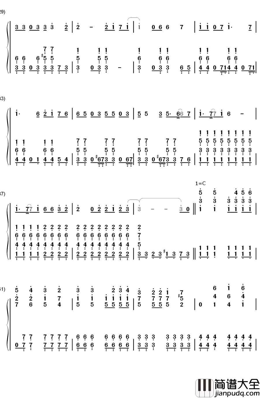 七龙珠GT主题曲钢琴简谱_数字双手_七龙珠GT