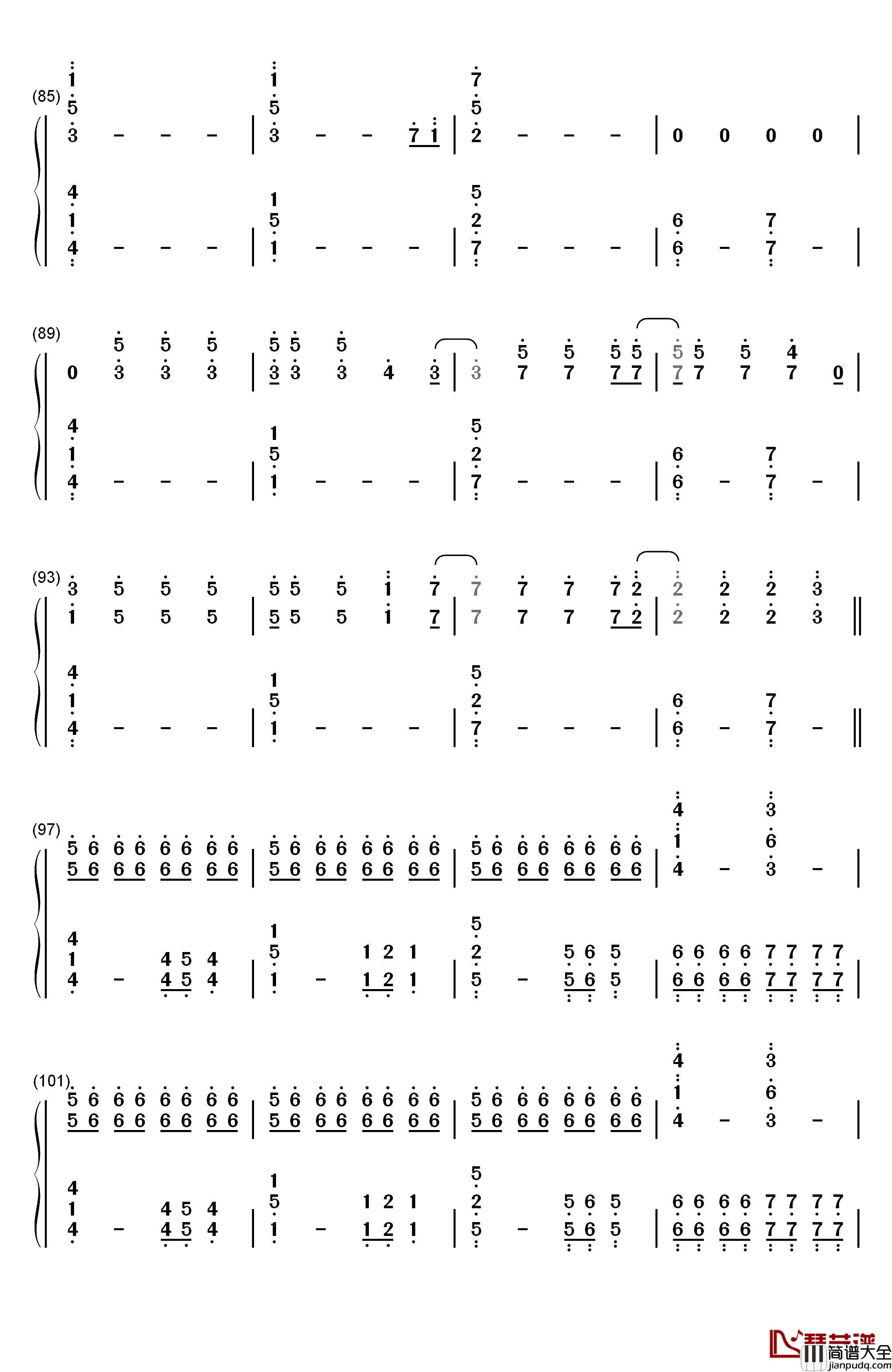Misery_Business钢琴简谱_数字双手_Paramore