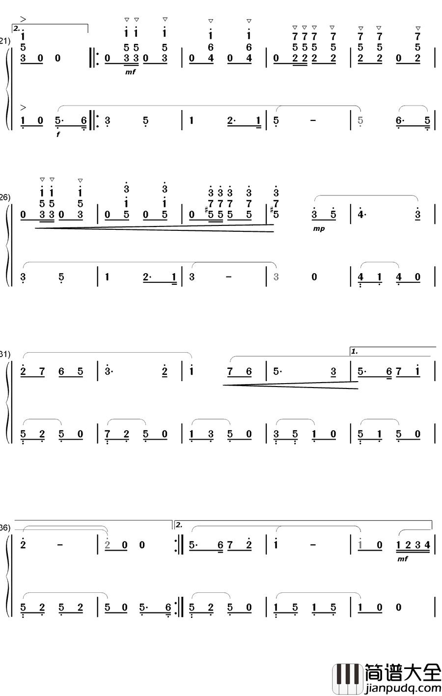 运动员进行曲钢琴简谱_数字双手_吴光锐__贾双__李明秀