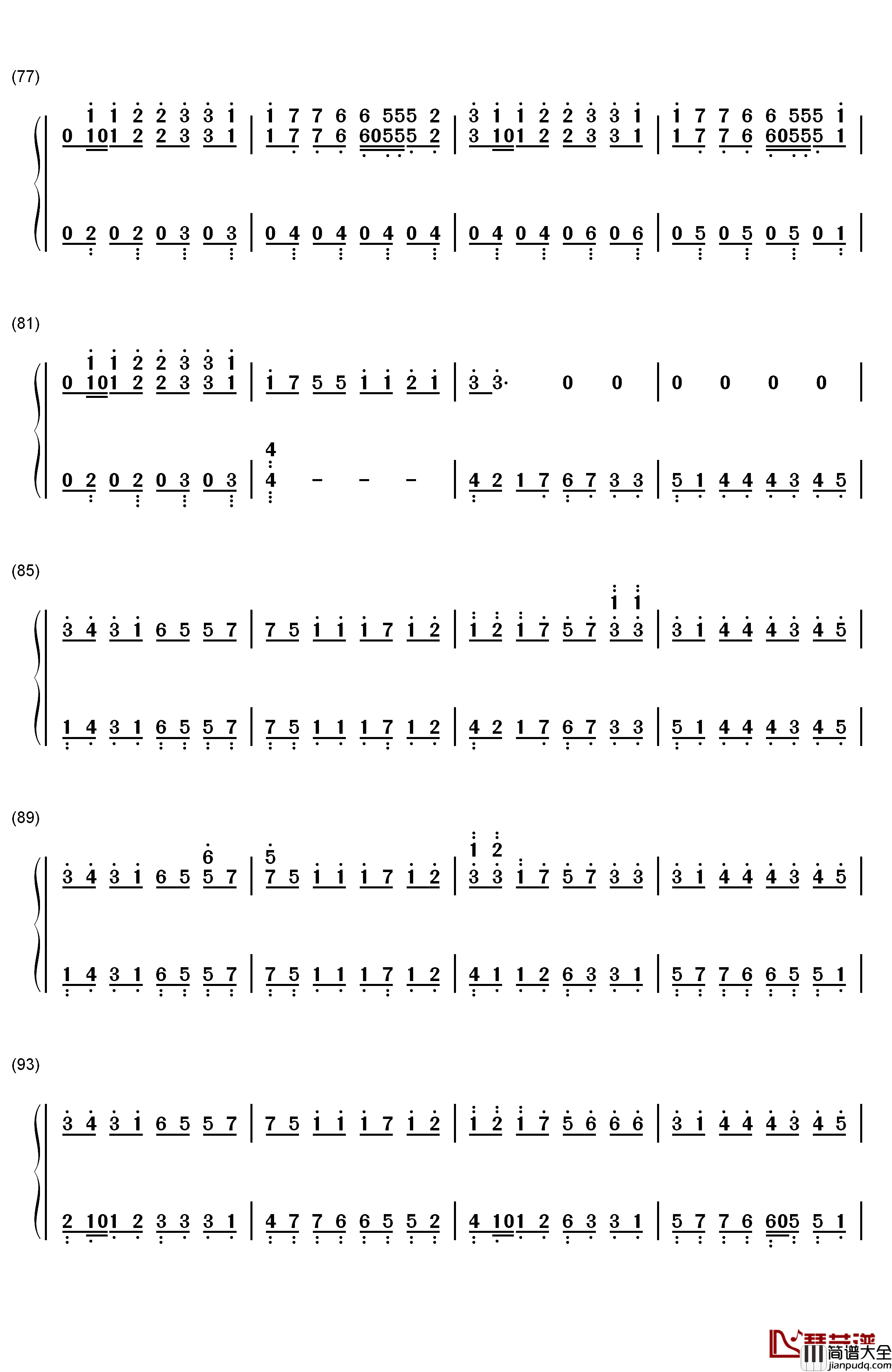 Summer钢琴简谱_数字双手_Calvin_Harris