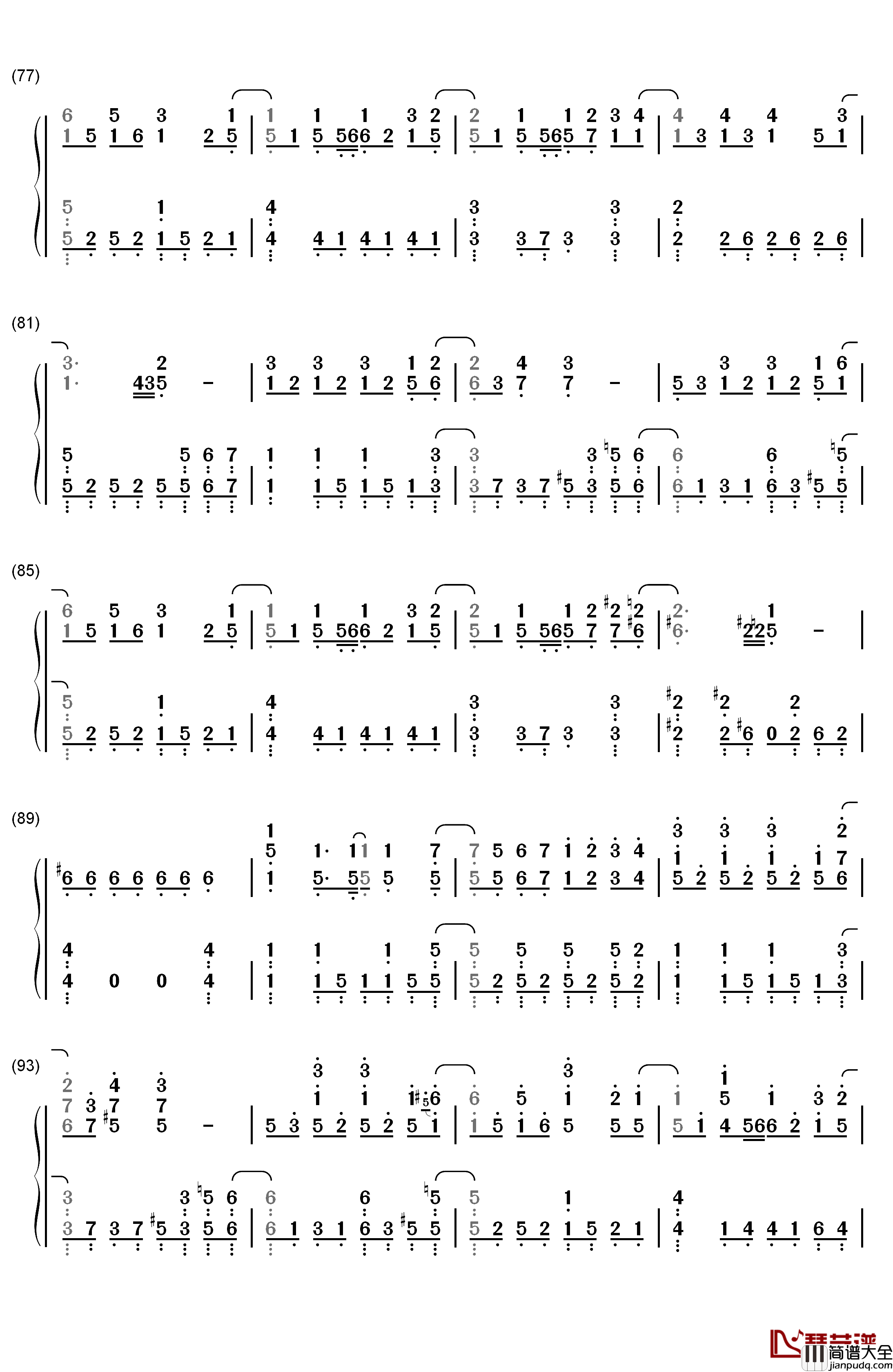 君じゃなきゃダメみたい钢琴简谱_数字双手_オーイシマサヨシ