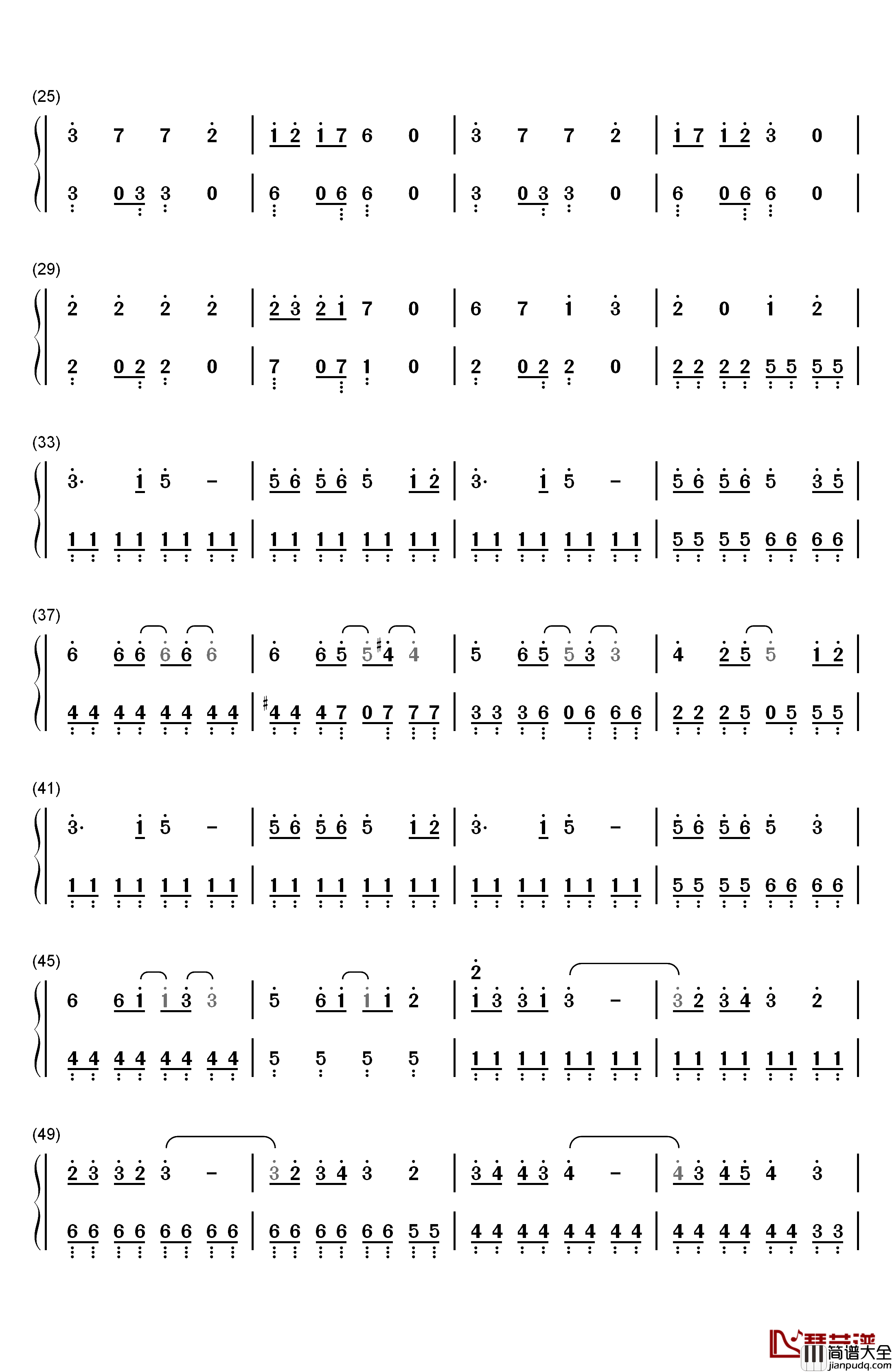 思い出がいっぱい钢琴简谱_数字双手_CoCo