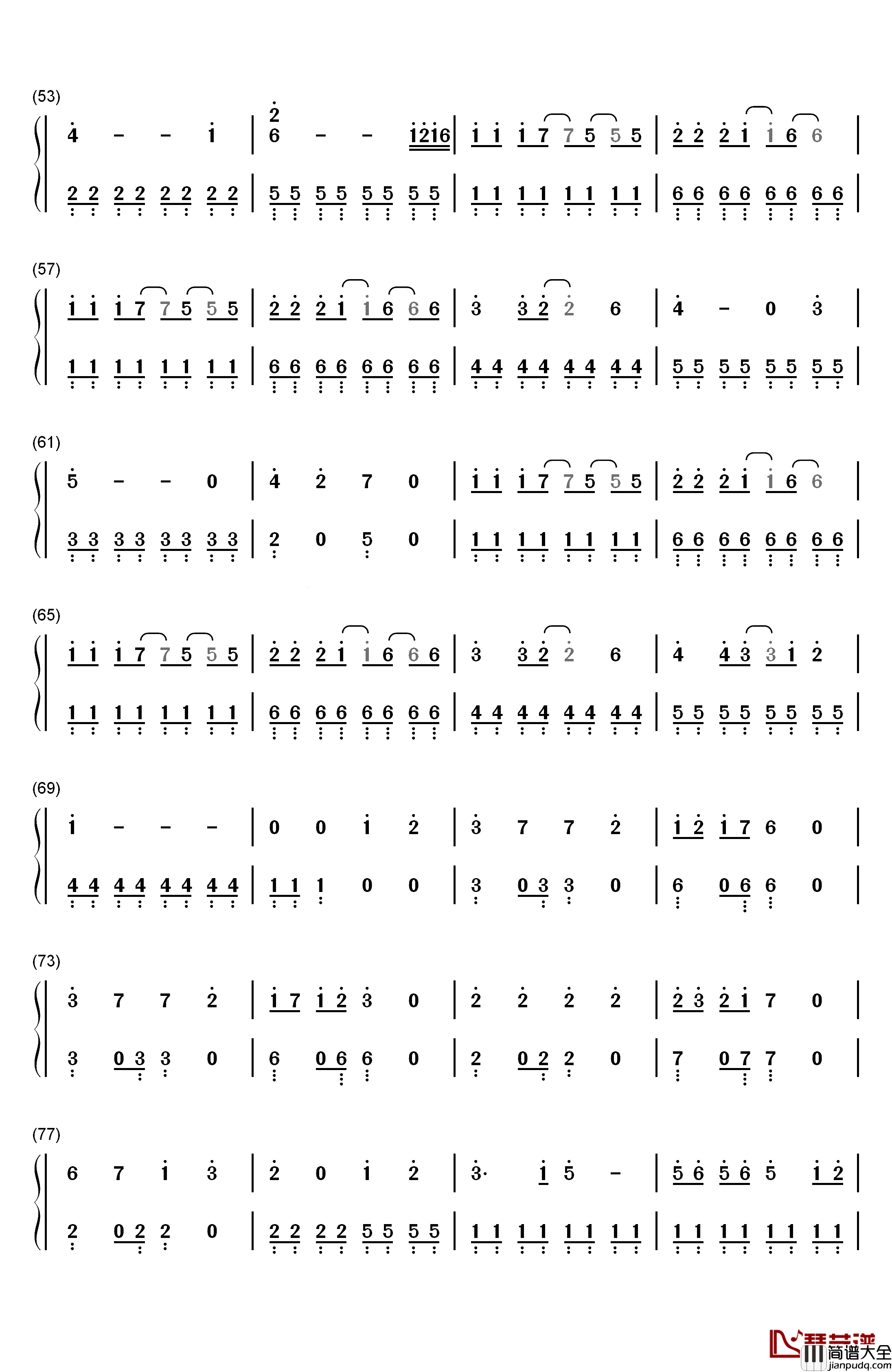 思い出がいっぱい钢琴简谱_数字双手_CoCo